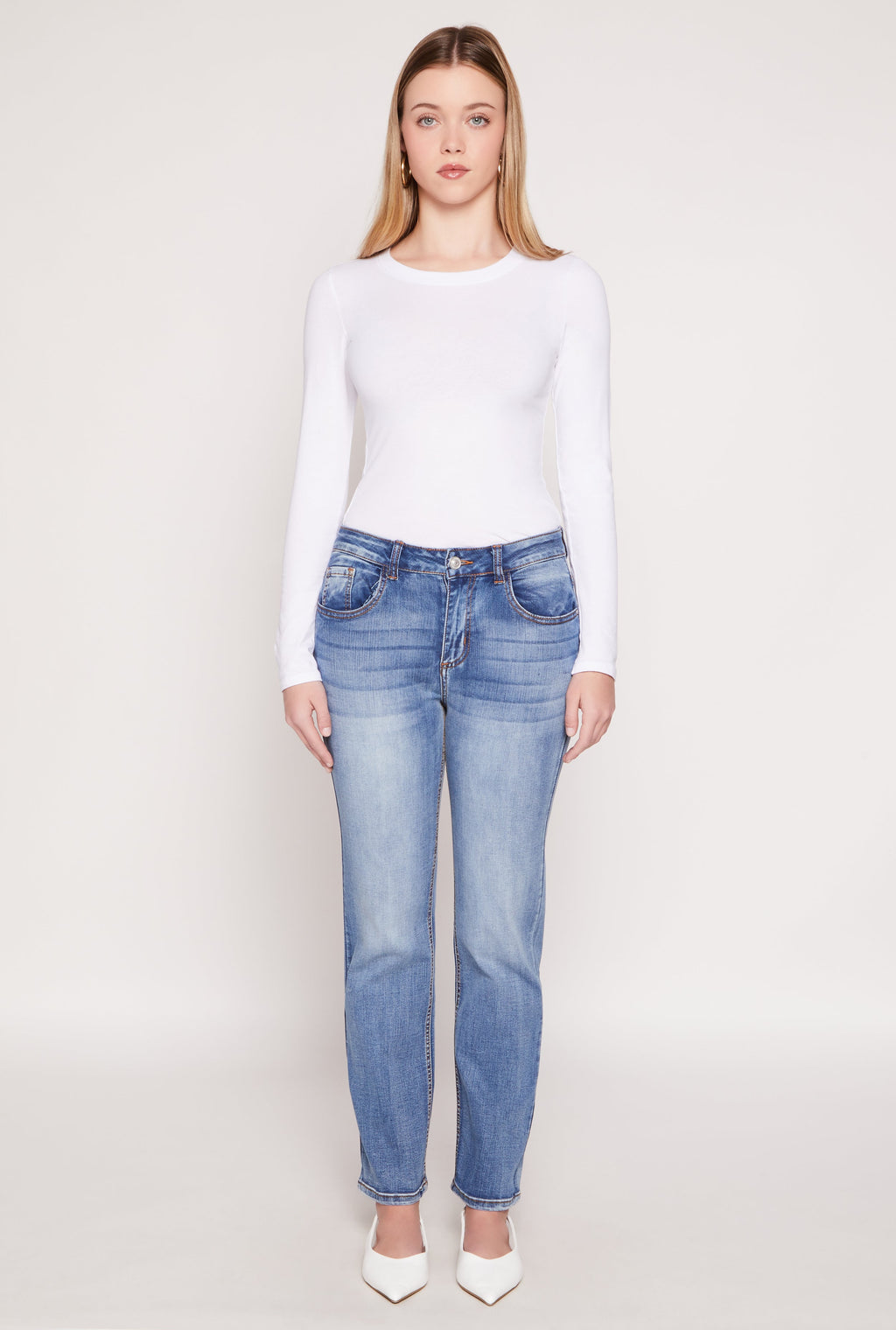 WAX Straight Leg Whiskered Jeans