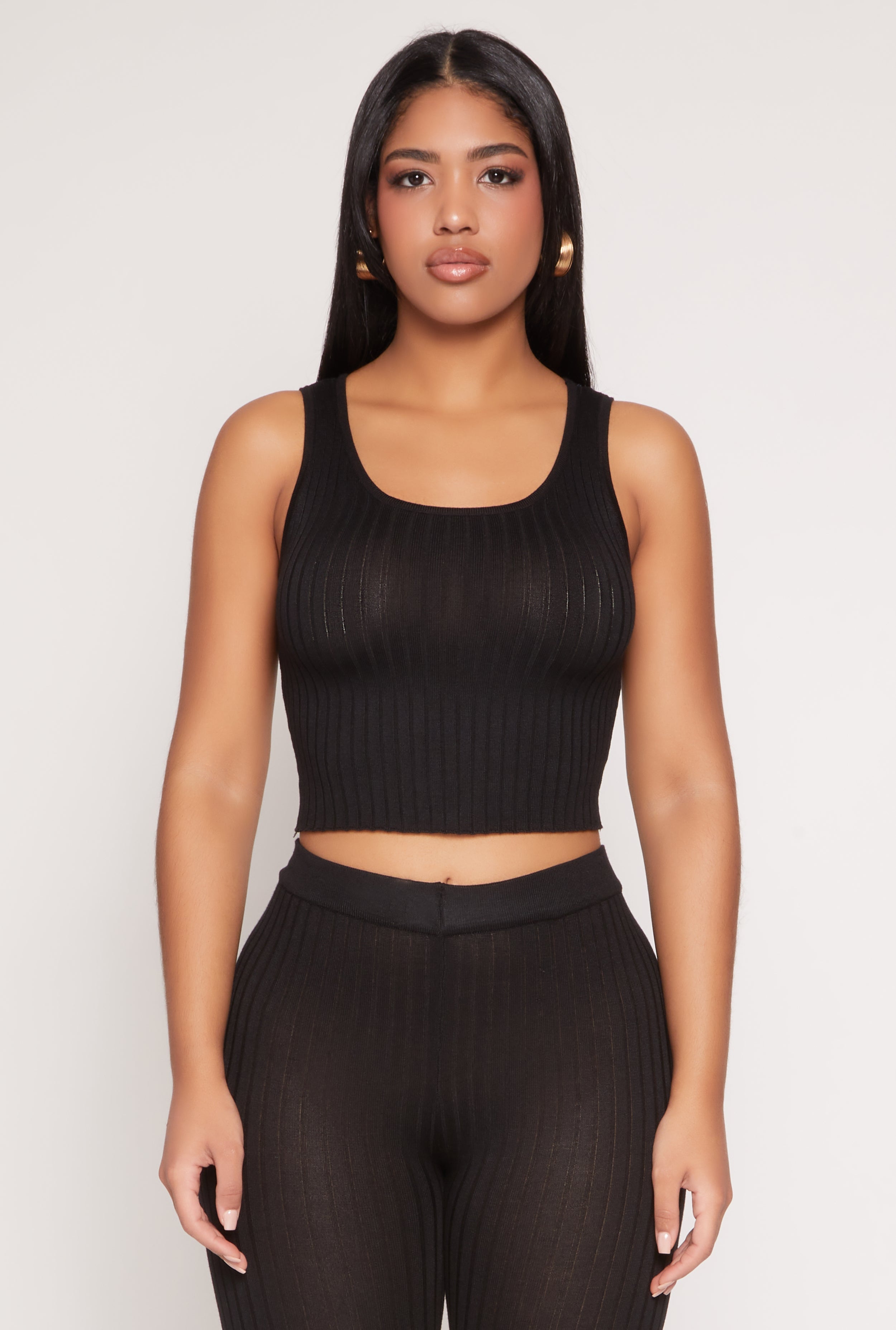 Daisy Ribbed Knit Cropped Tank Top