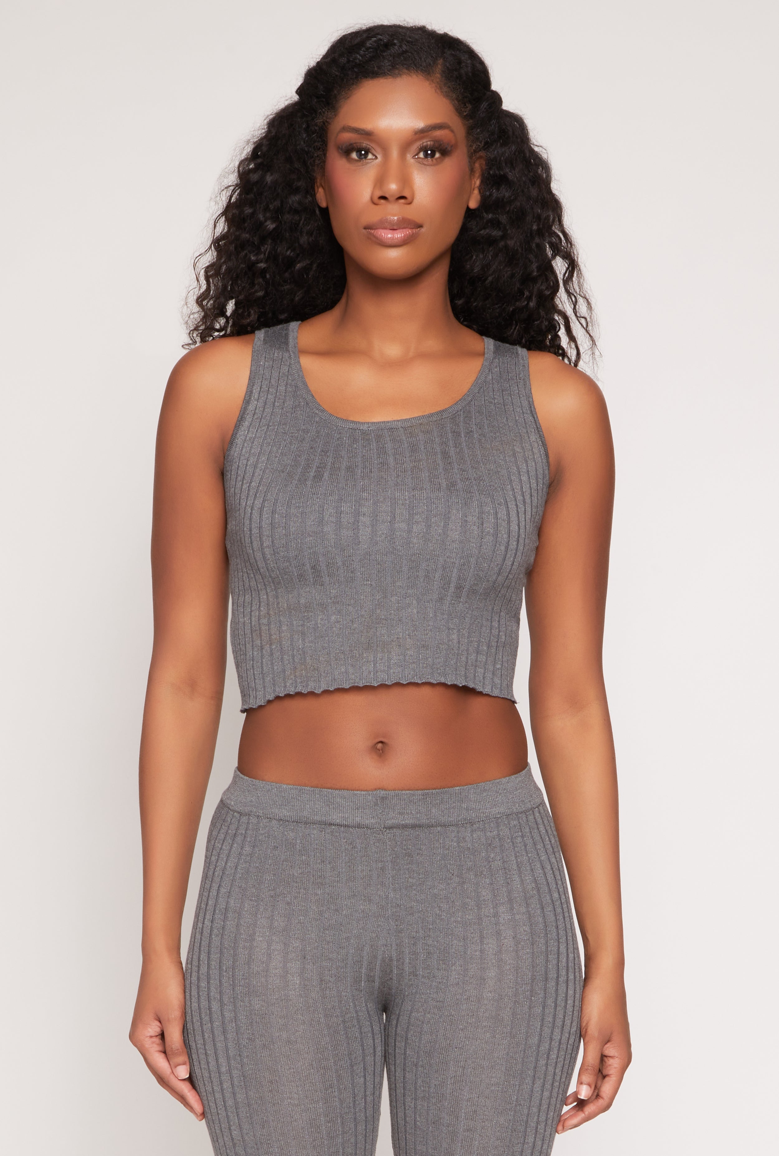 Daisy Ribbed Knit Cropped Tank Top