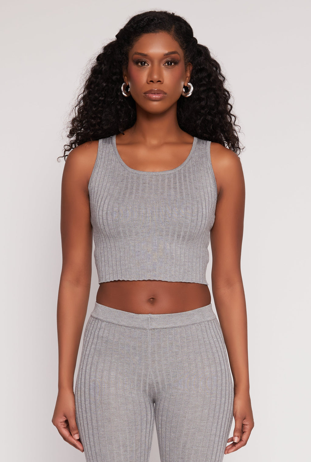 Daisy Ribbed Knit Cropped Tank Top