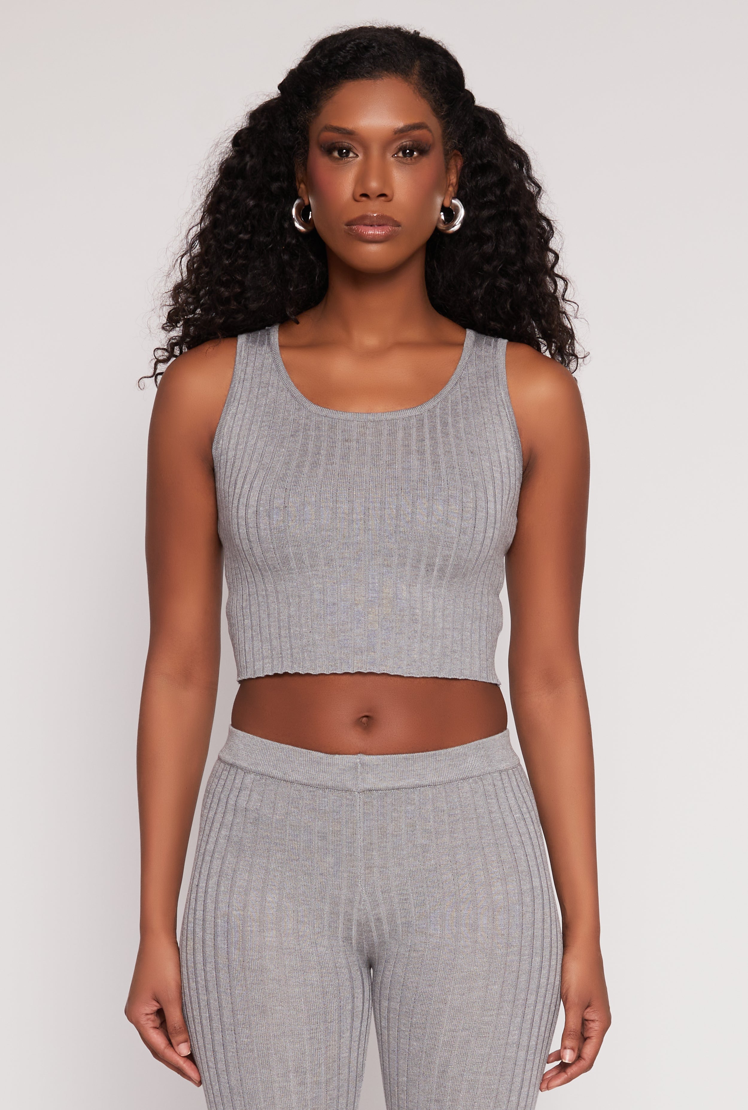 Daisy Ribbed Knit Cropped Tank Top