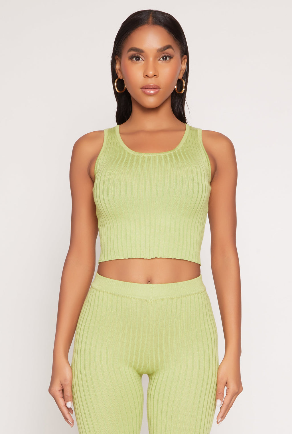 Daisy Ribbed Knit Cropped Tank Top