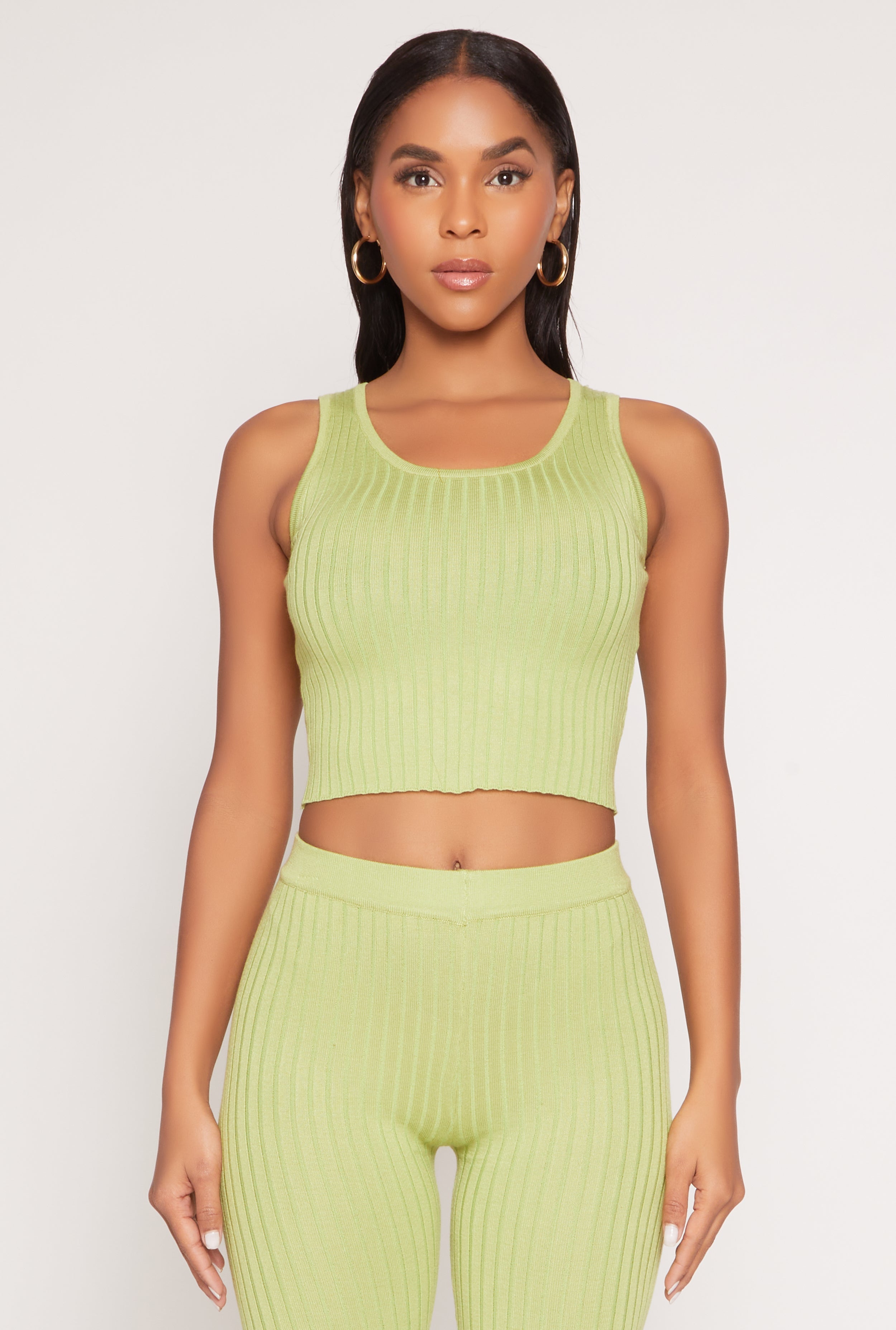 Daisy Ribbed Knit Cropped Tank Top