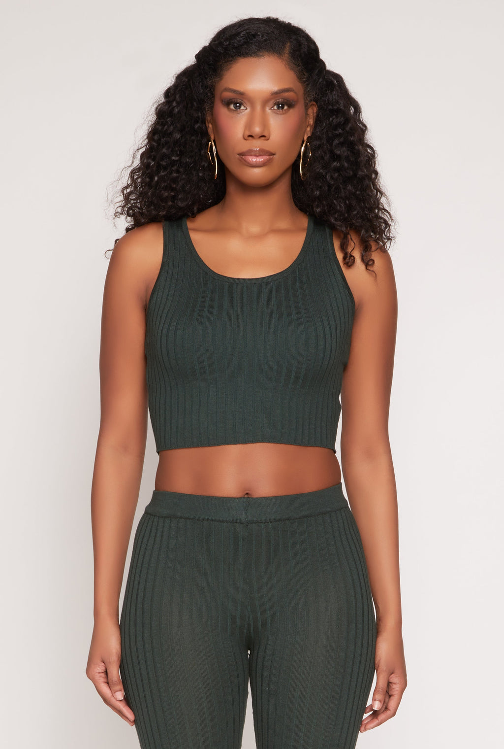 Daisy Ribbed Knit Cropped Tank Top
