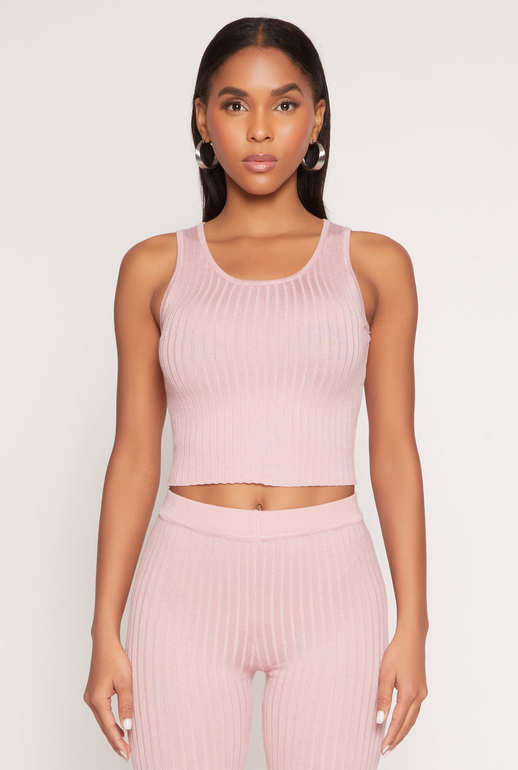 Daisy Ribbed Knit Cropped Tank Top
