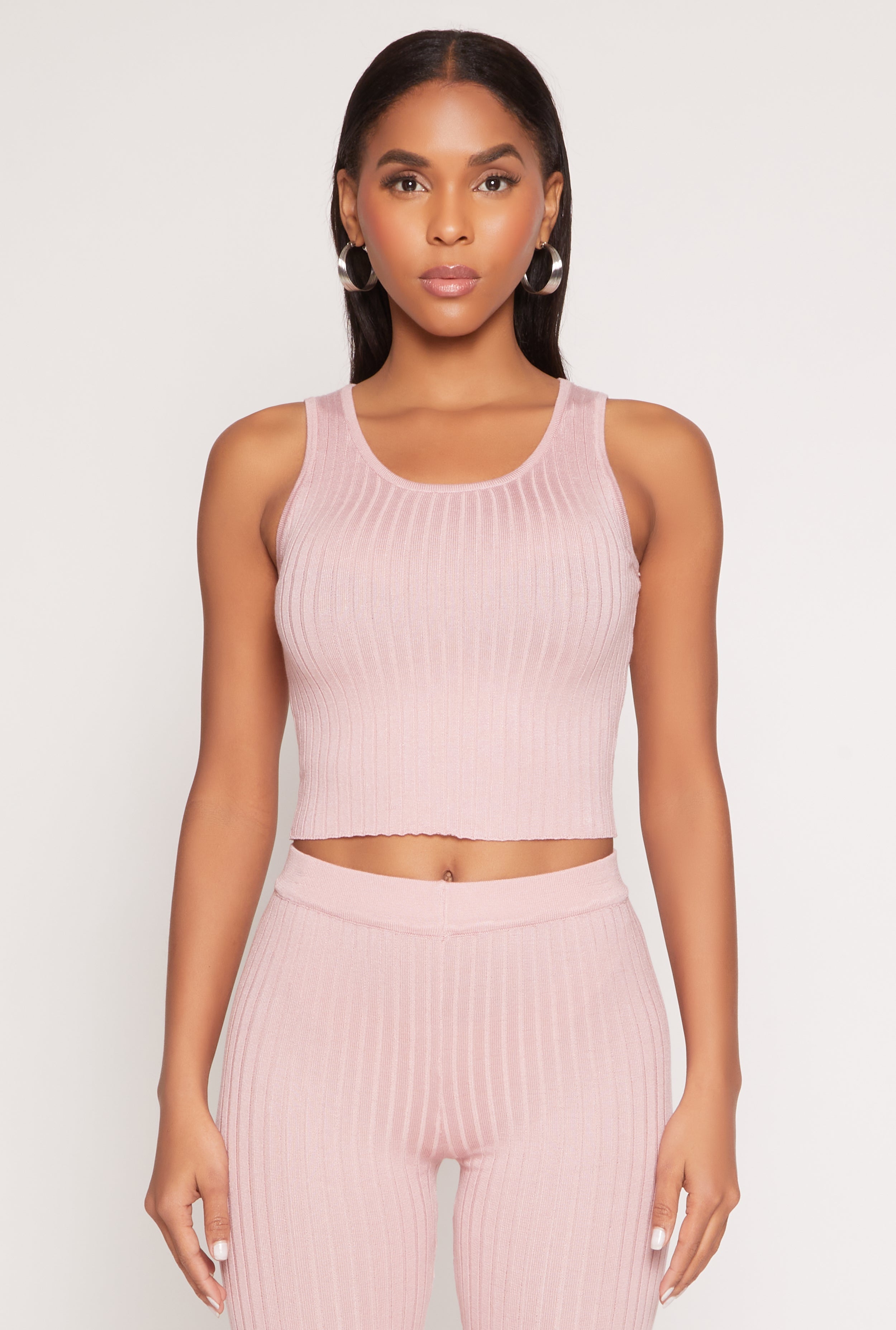 Daisy Ribbed Knit Cropped Tank Top