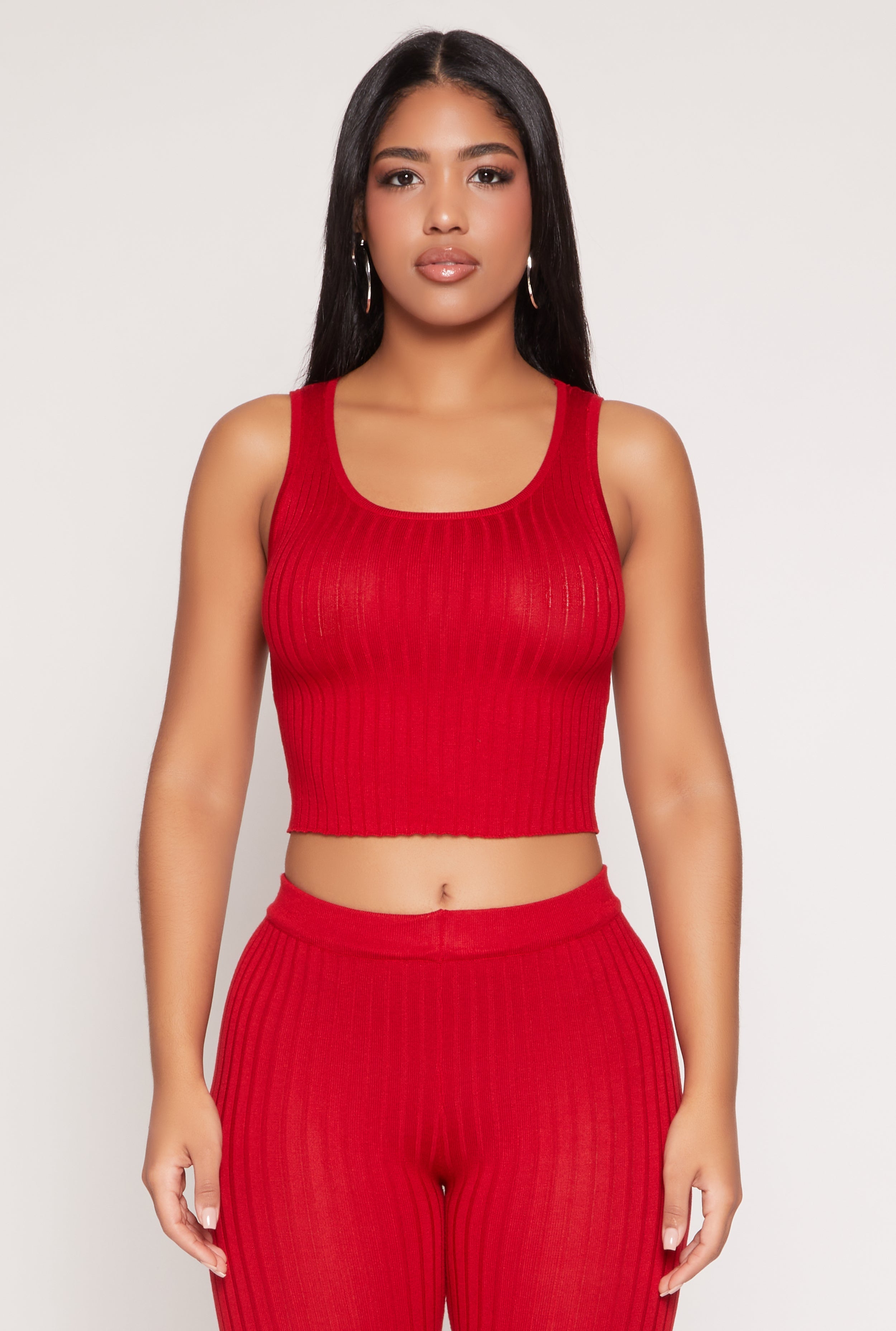 Daisy Ribbed Knit Cropped Tank Top