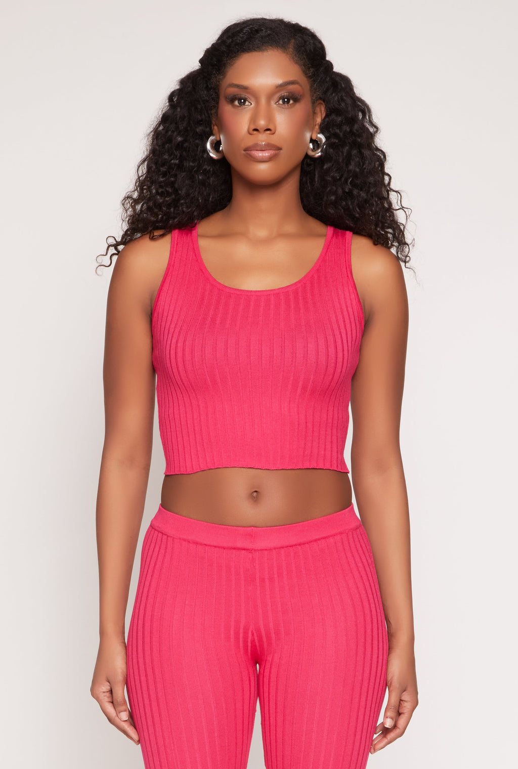 Daisy Ribbed Knit Cropped Tank Top
