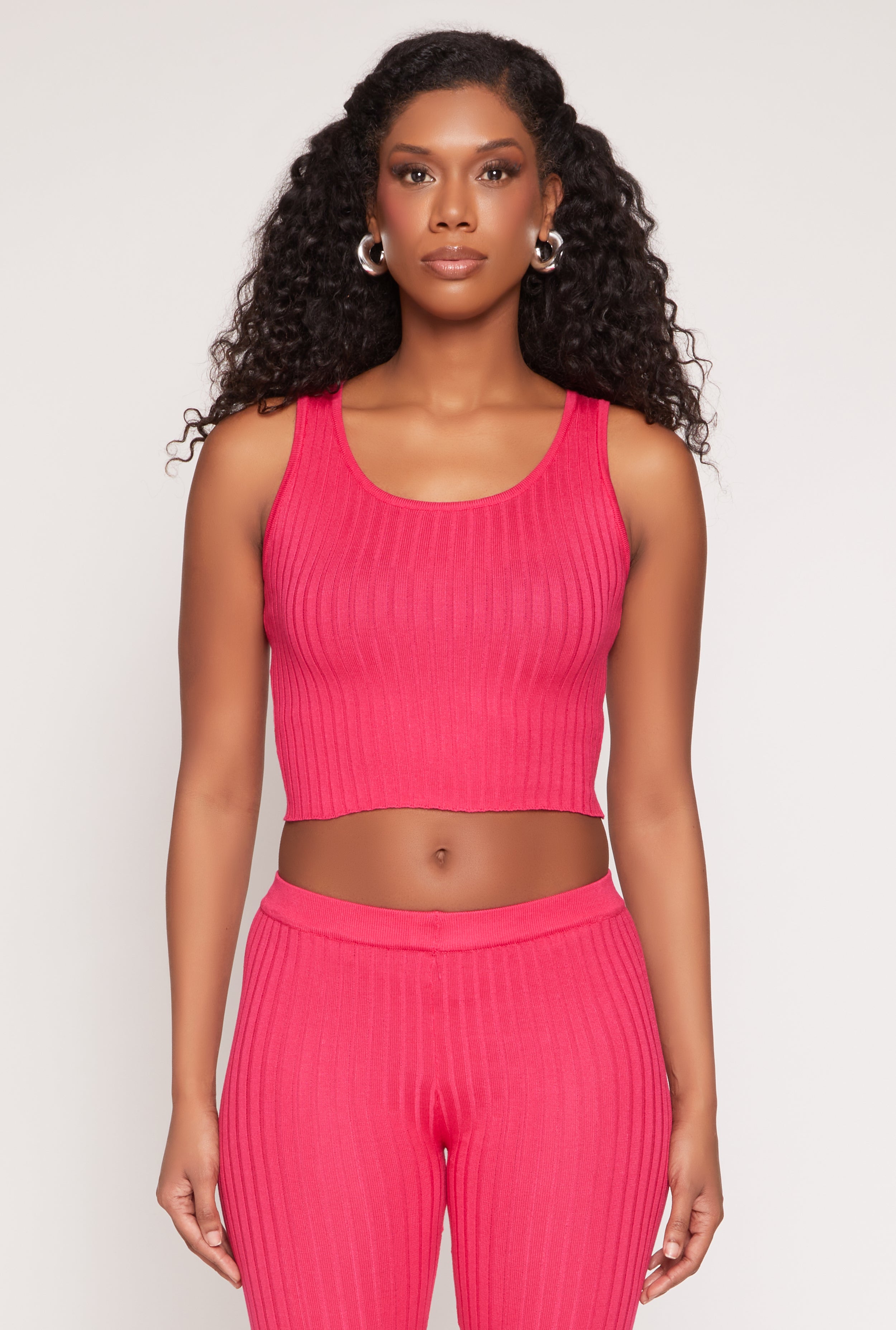 Daisy Ribbed Knit Cropped Tank Top