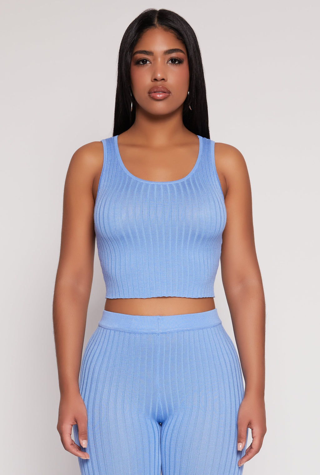 Daisy Ribbed Knit Cropped Tank Top