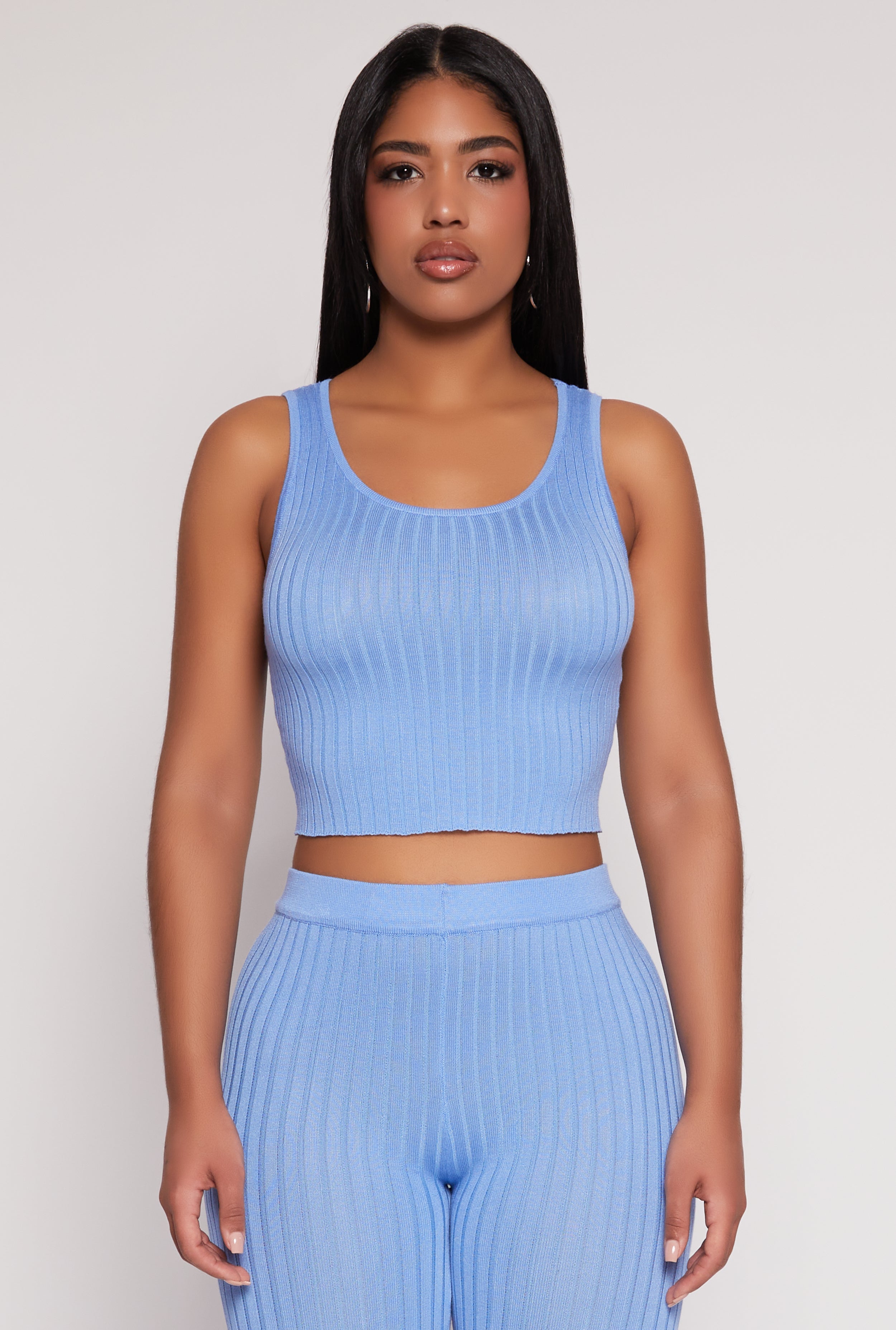 Daisy Ribbed Knit Cropped Tank Top