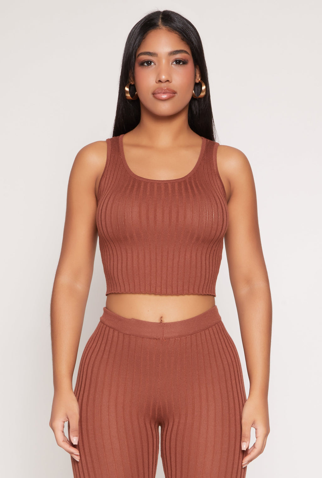 Daisy Ribbed Knit Cropped Tank Top