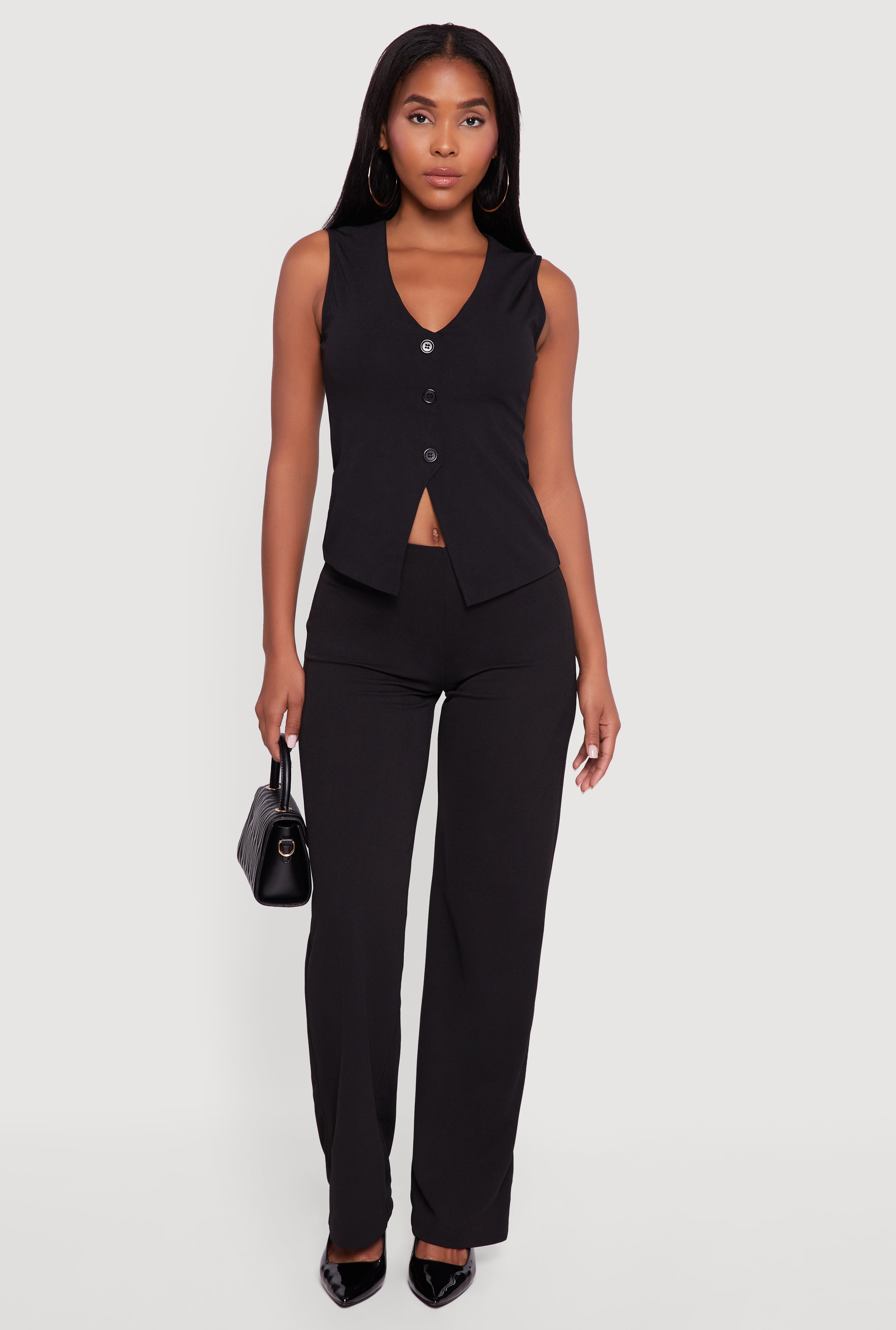 Crepe Knit High Waisted Wide Leg Pants