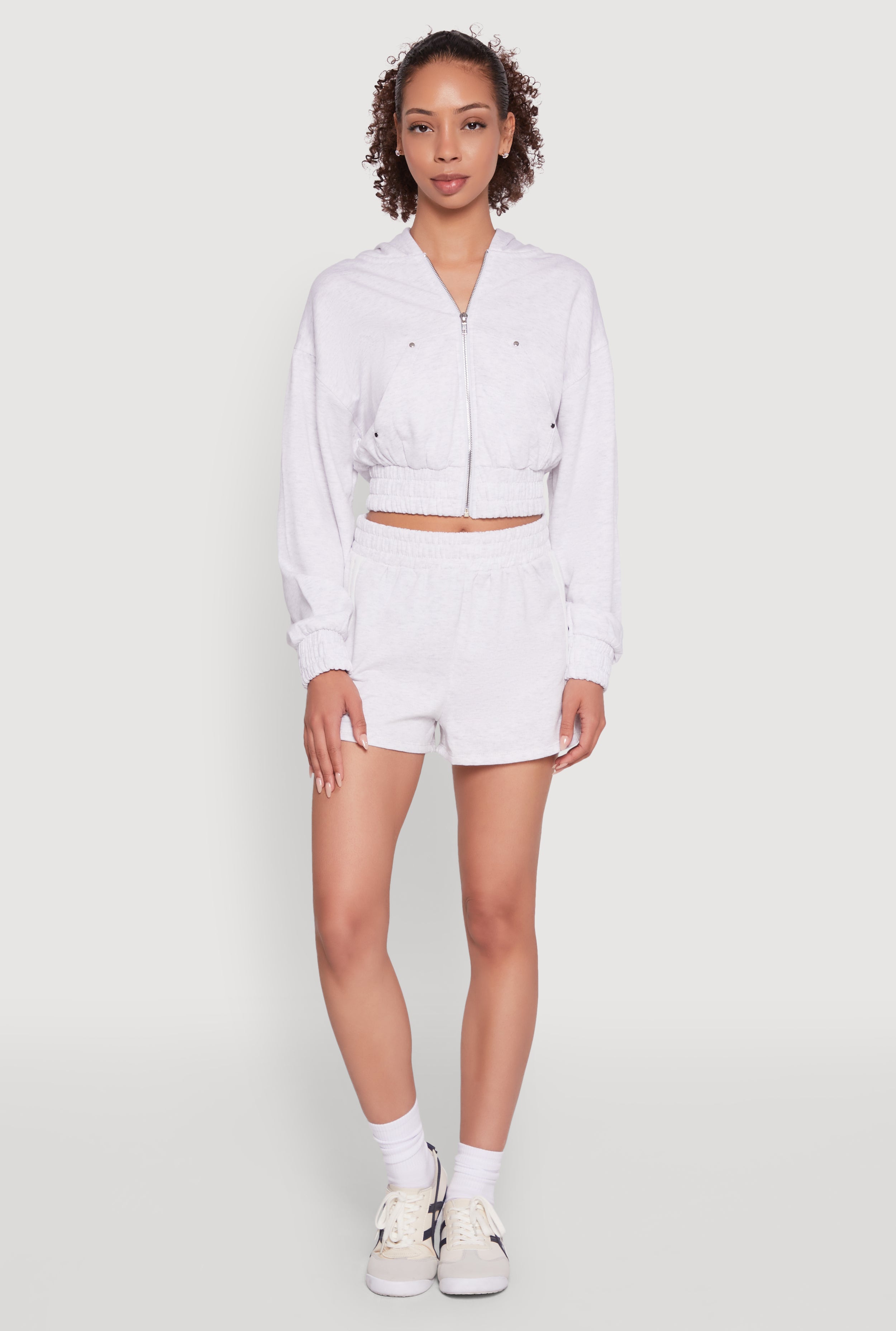 Iris High Waisted Varsity Stripe Fleece Shorts