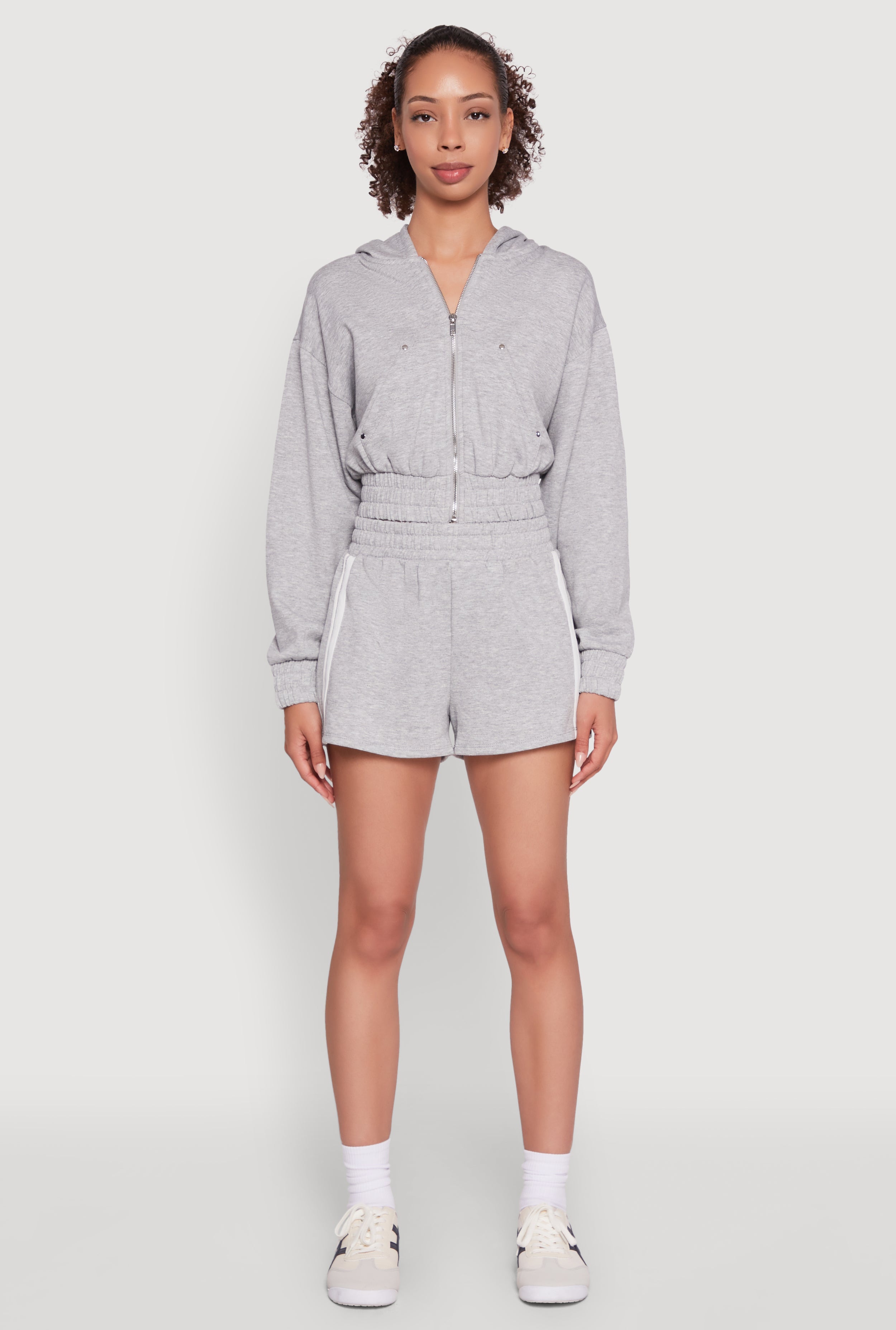 Iris High Waisted Varsity Stripe Fleece Shorts