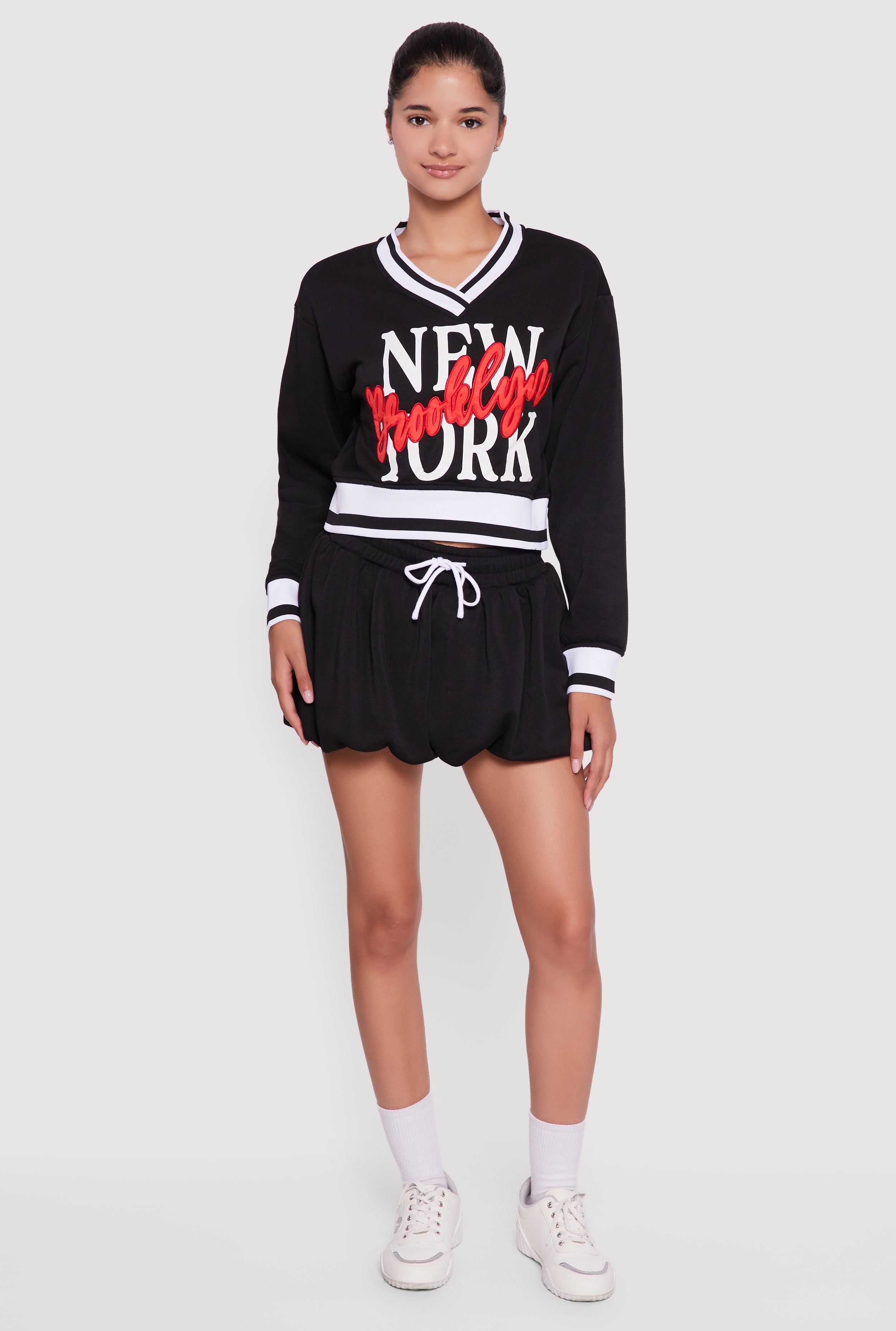 Fleece Lined Drawstring Waist Bubble Skort