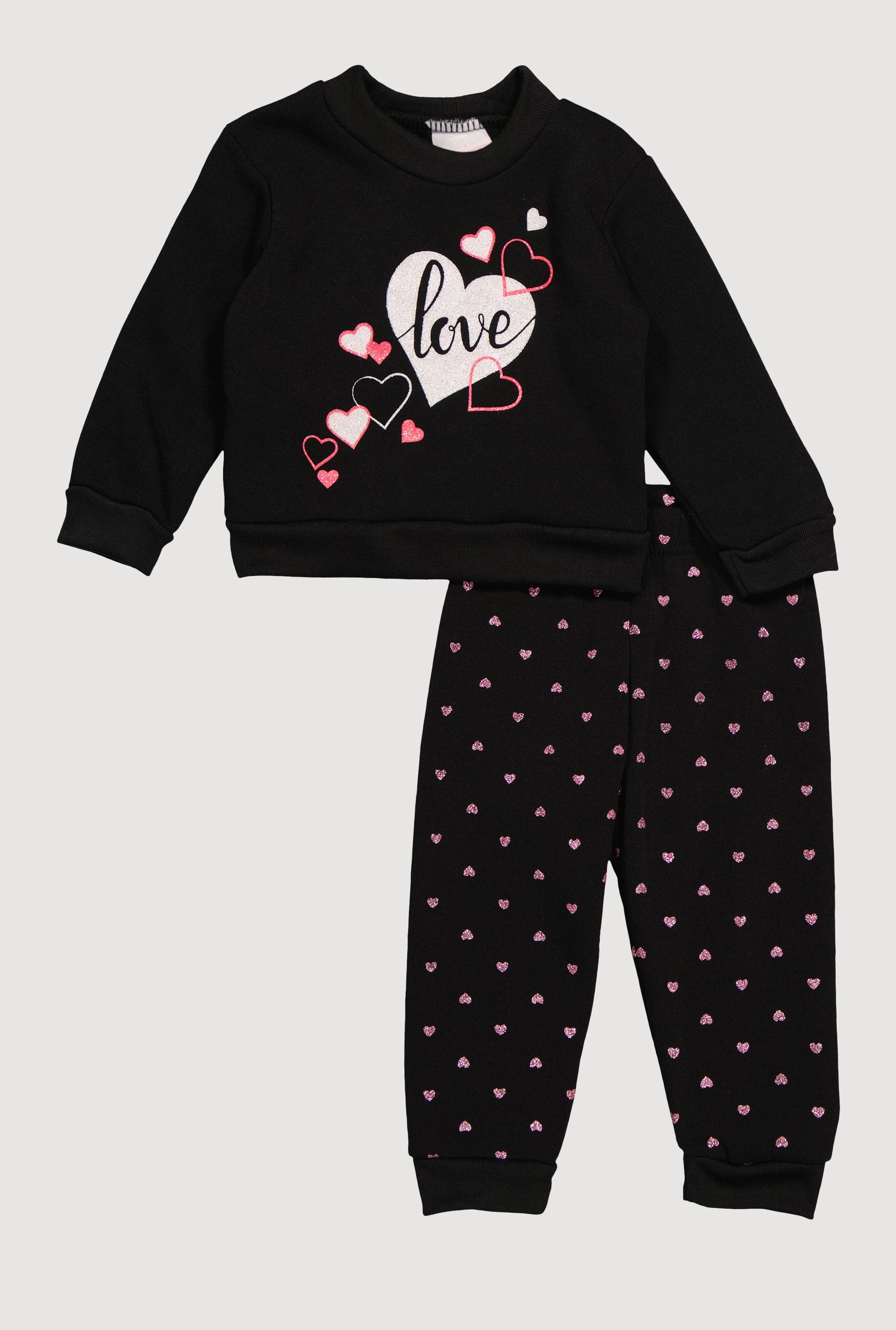 Baby Girls 12-24M Love Heart Graphic Sweatshirt and Joggers
