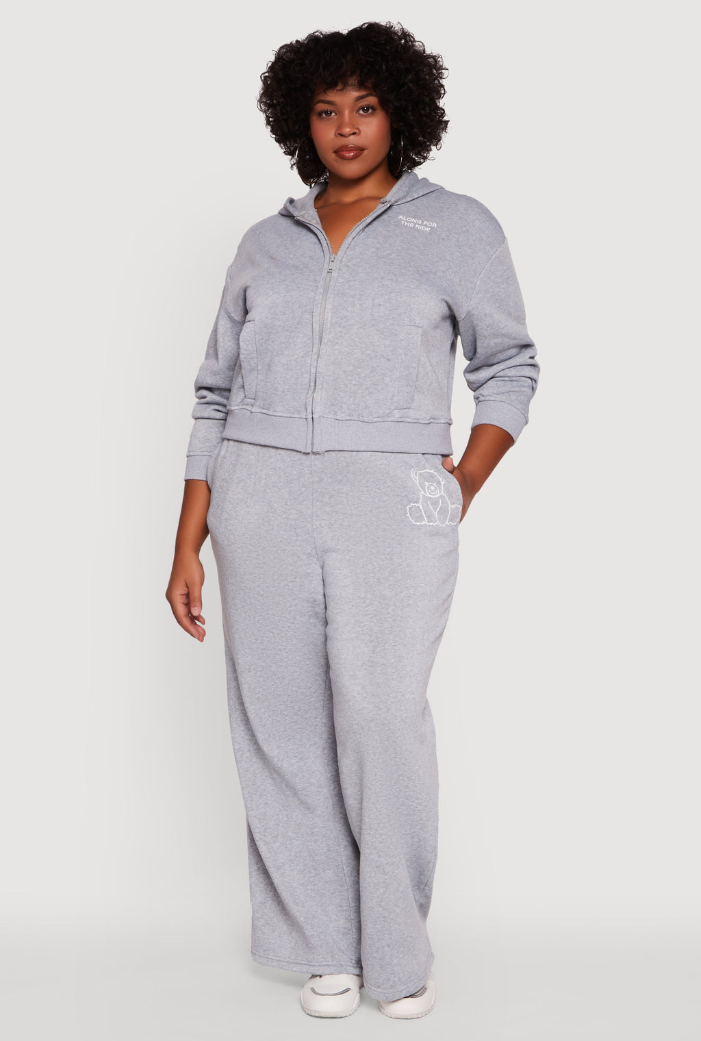 Plus Size Bear Graphic High Waisted Wide Leg Sweatpants