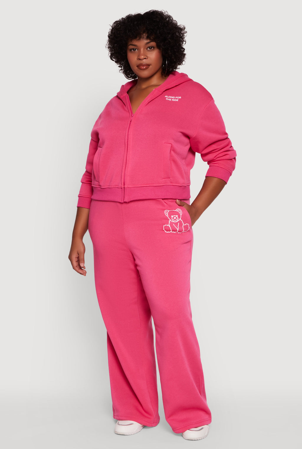 Plus Size Bear Graphic High Waisted Wide Leg Sweatpants