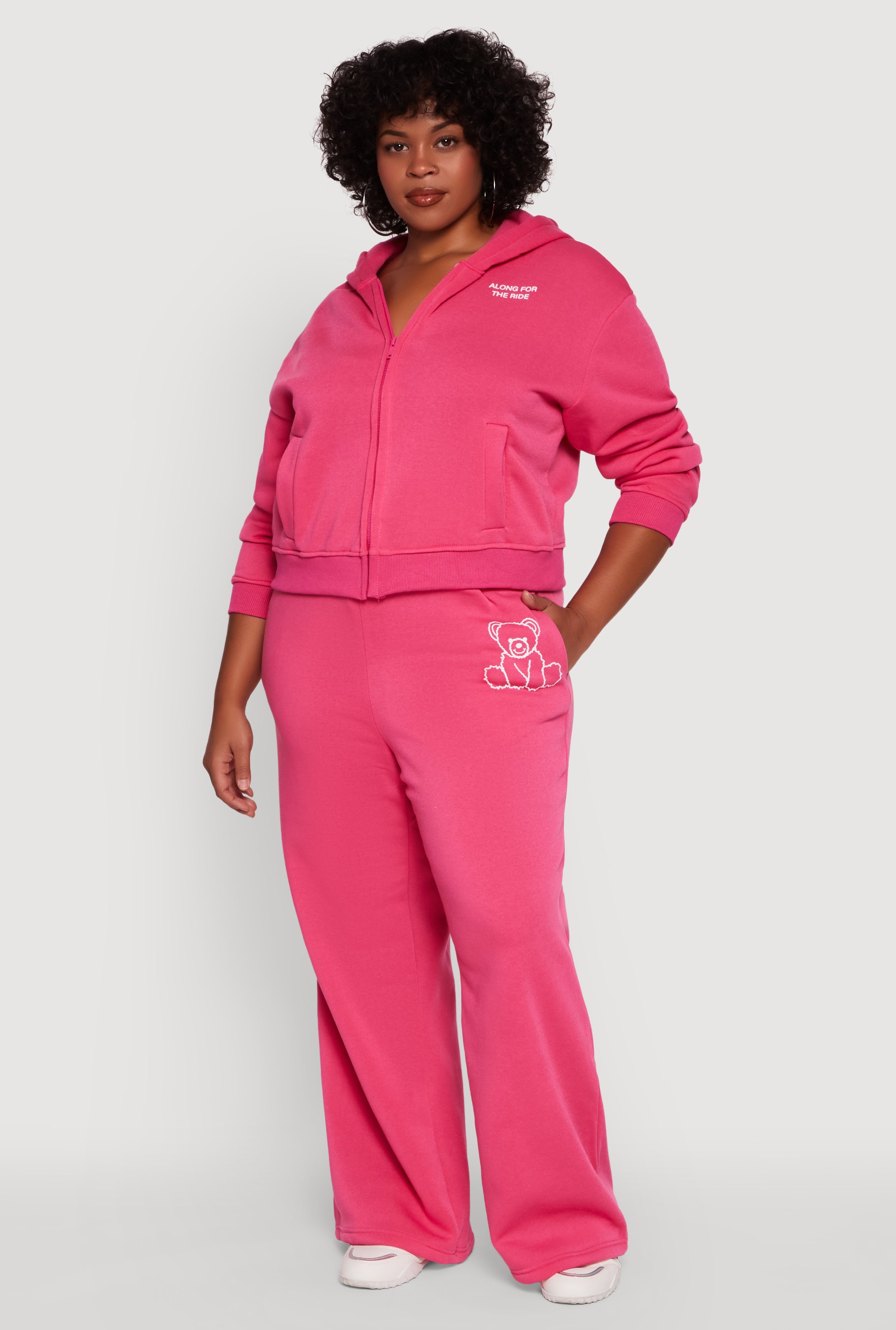 Plus Size Bear Graphic High Waisted Wide Leg Sweatpants