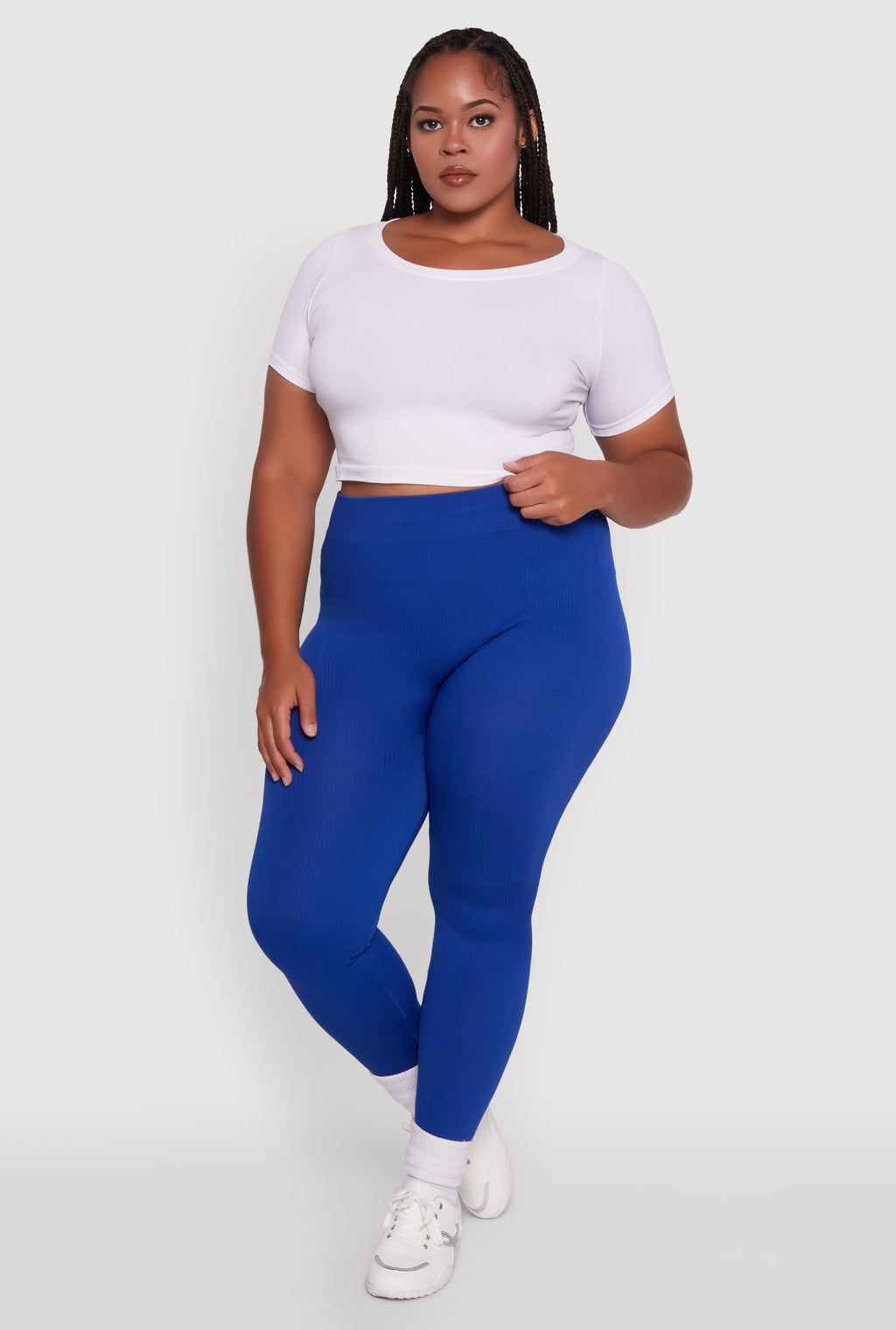 Plus Size Seamless Rib Knit Push Up High Waisted Leggings