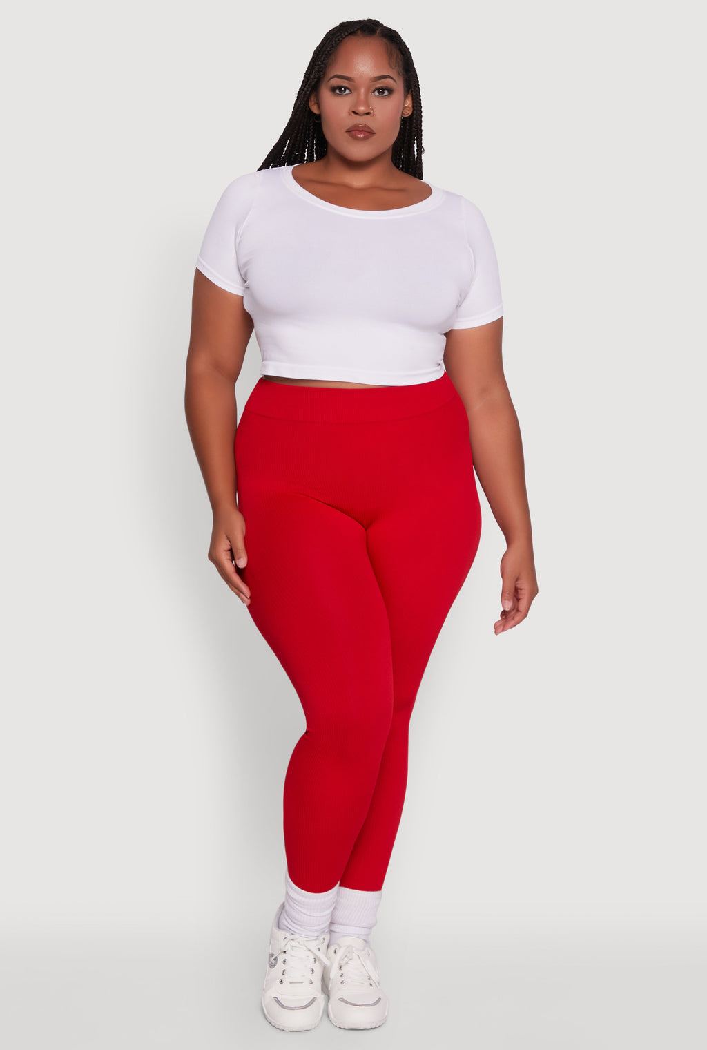 Plus Size Seamless Rib Knit Push Up High Waisted Leggings