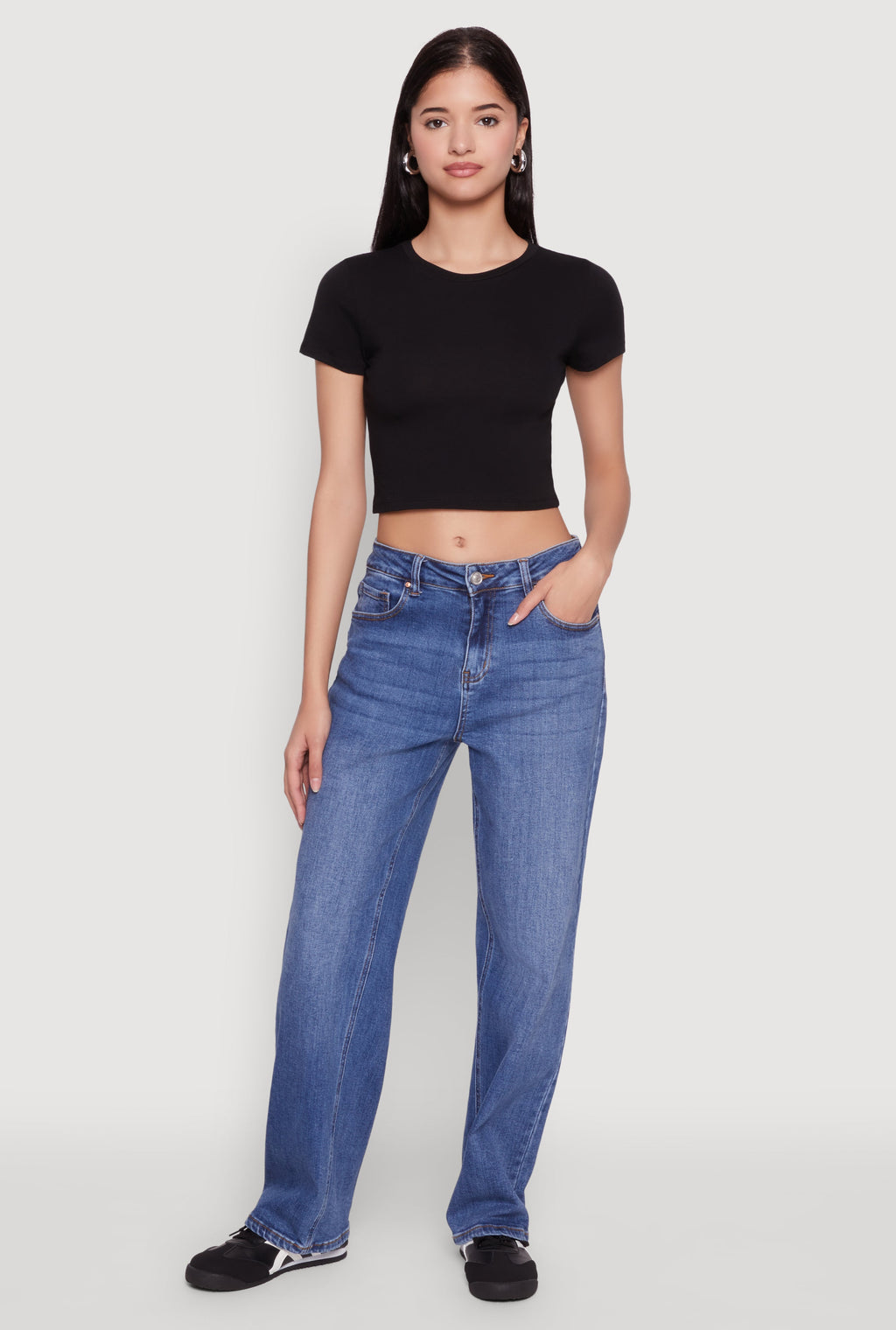 Cropped Short Sleeve Crew Neck Tee