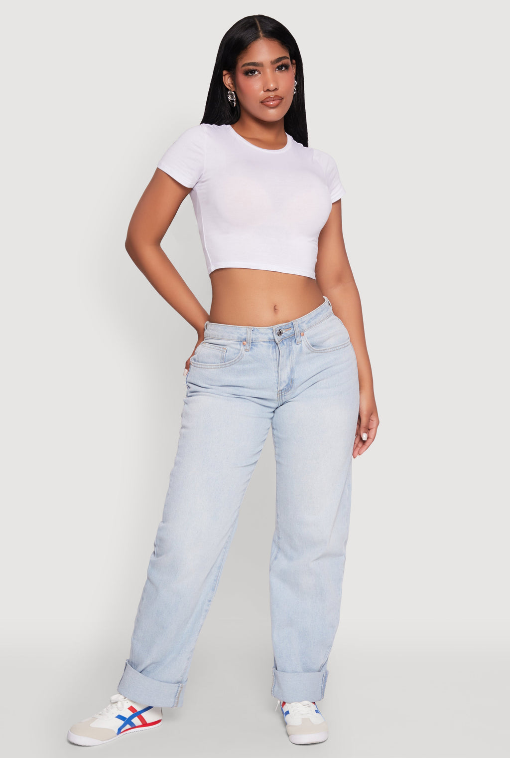 Cropped Short Sleeve Crew Neck Tee