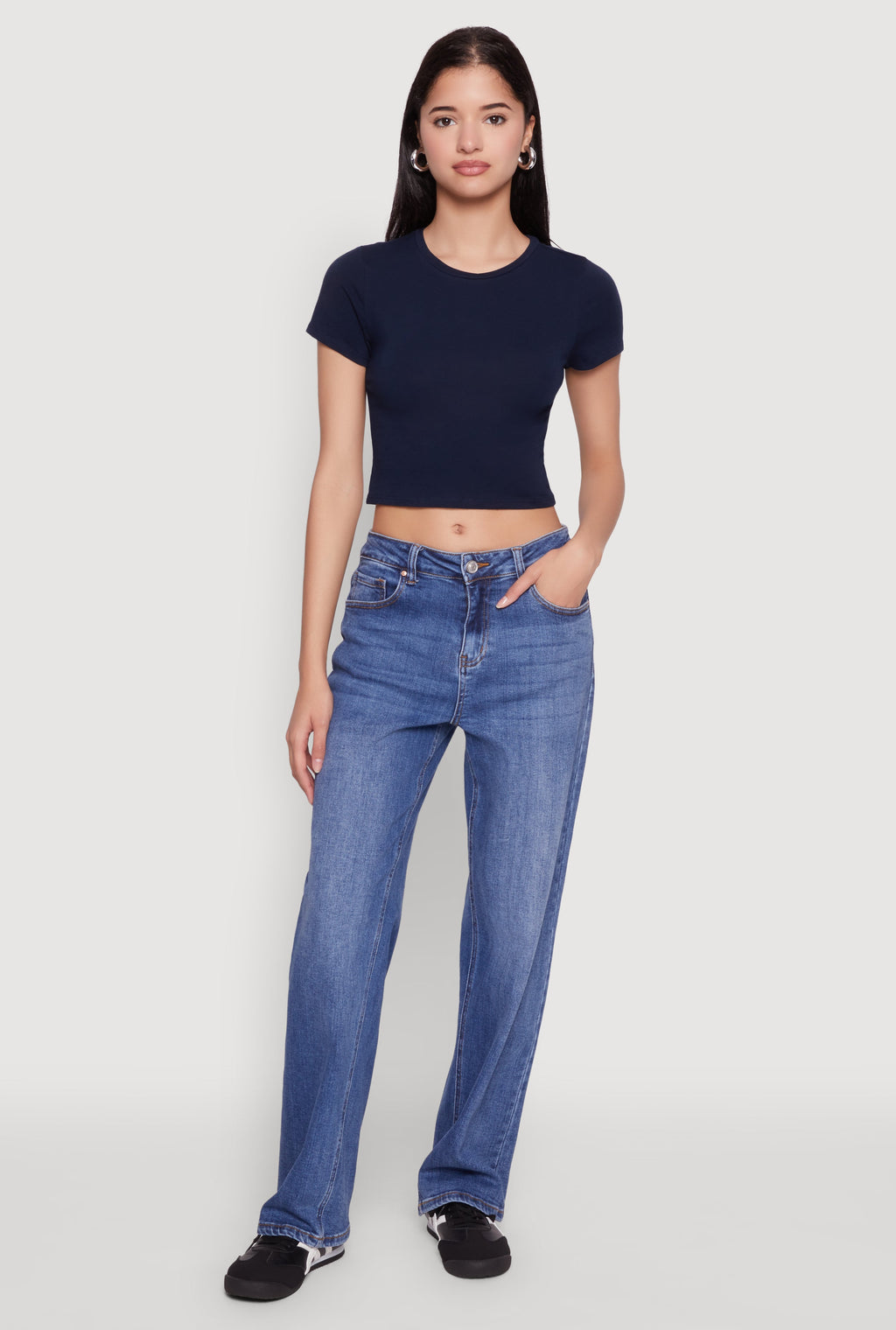 Cropped Short Sleeve Crew Neck Tee