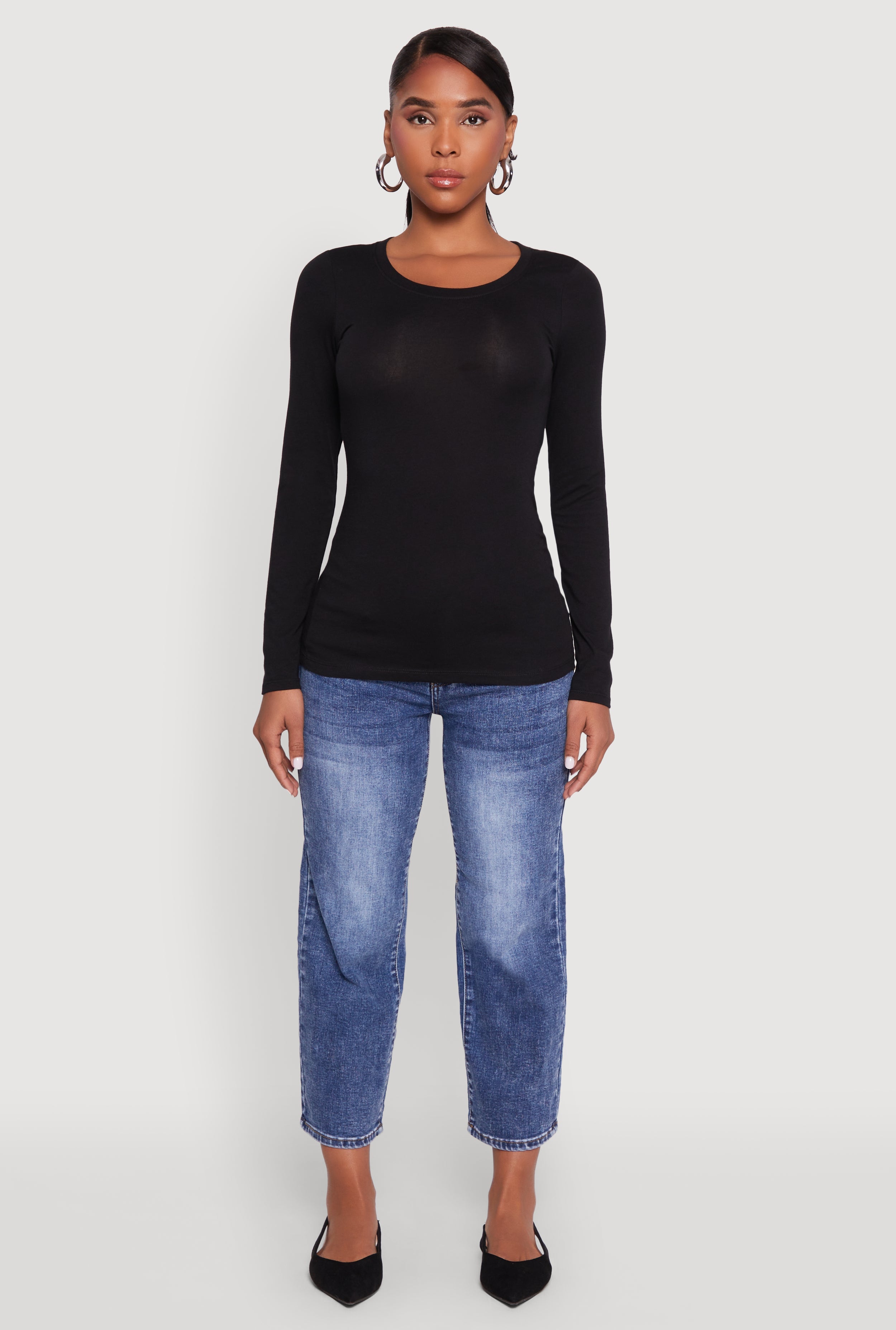 Basic Long Sleeve Crew Neck T Shirt