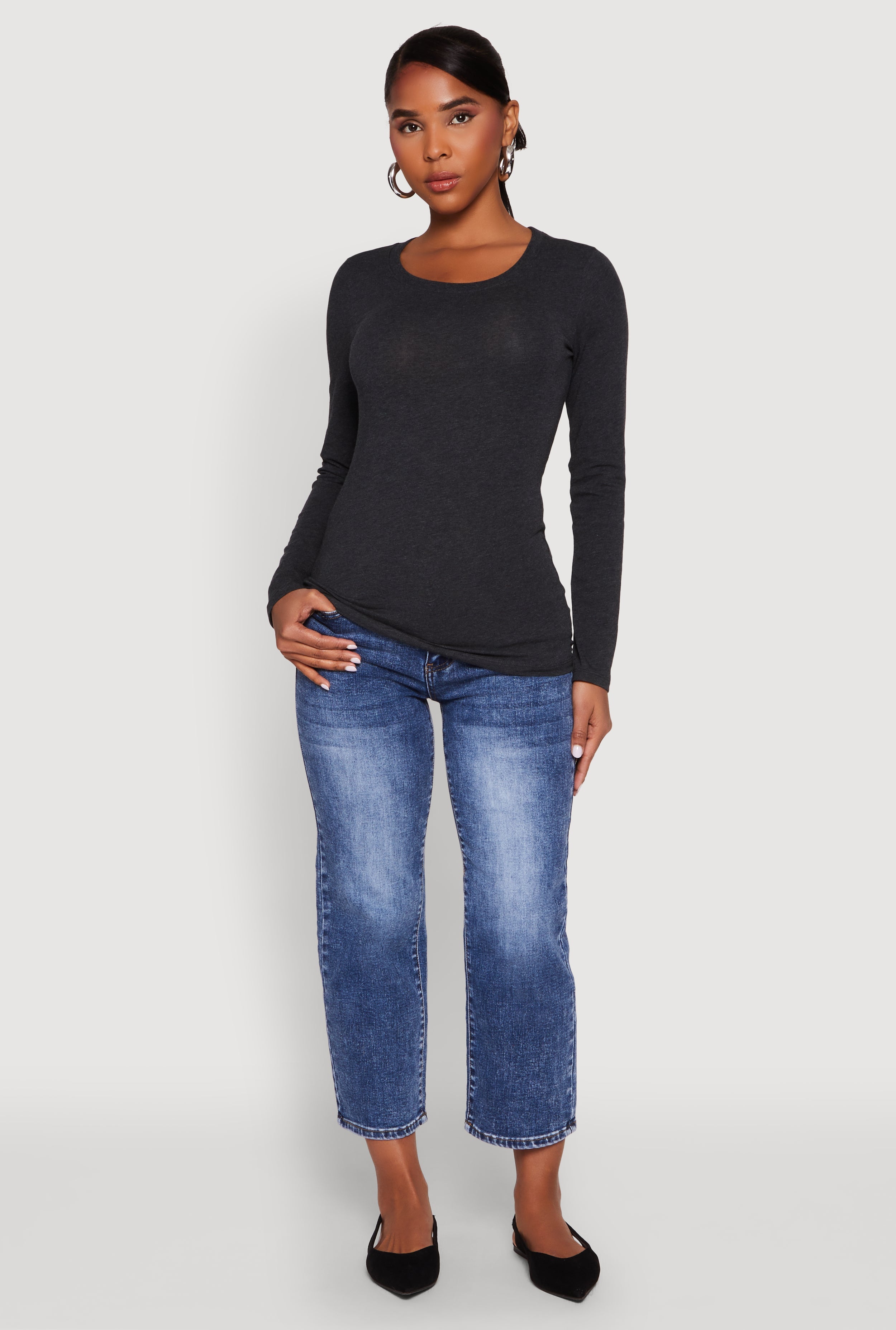 Basic Long Sleeve Crew Neck T Shirt