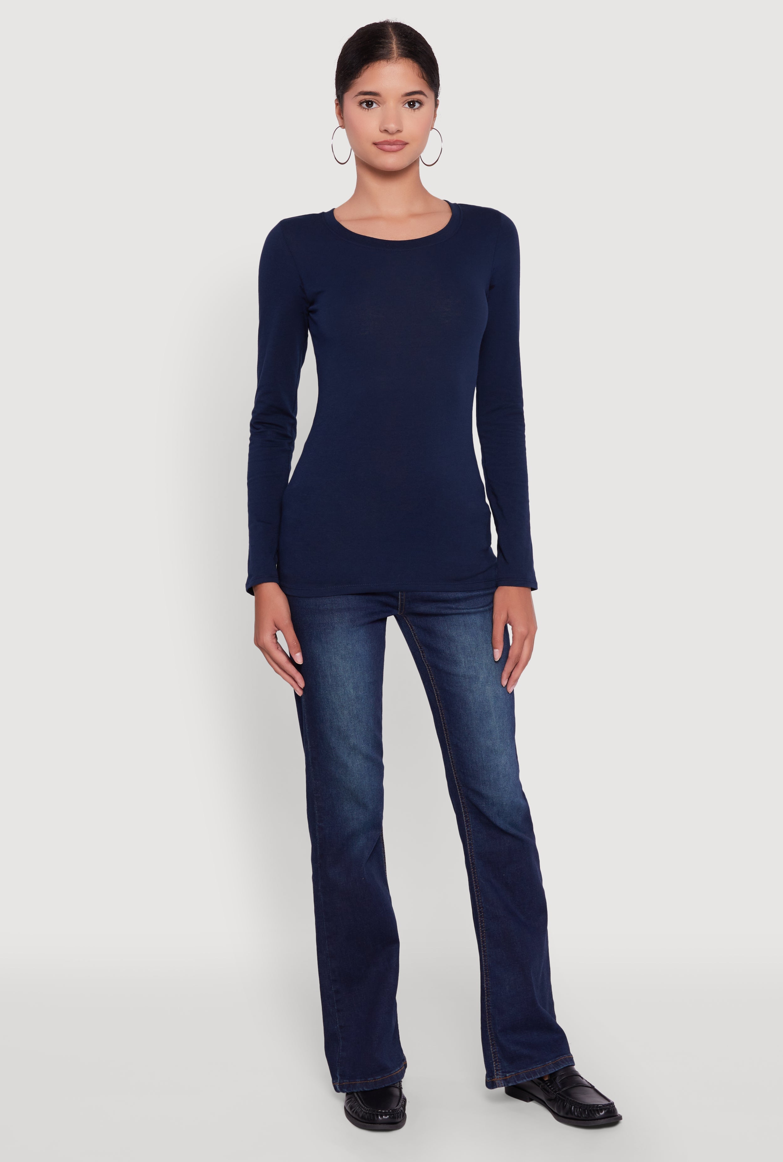 Basic Long Sleeve Crew Neck T Shirt