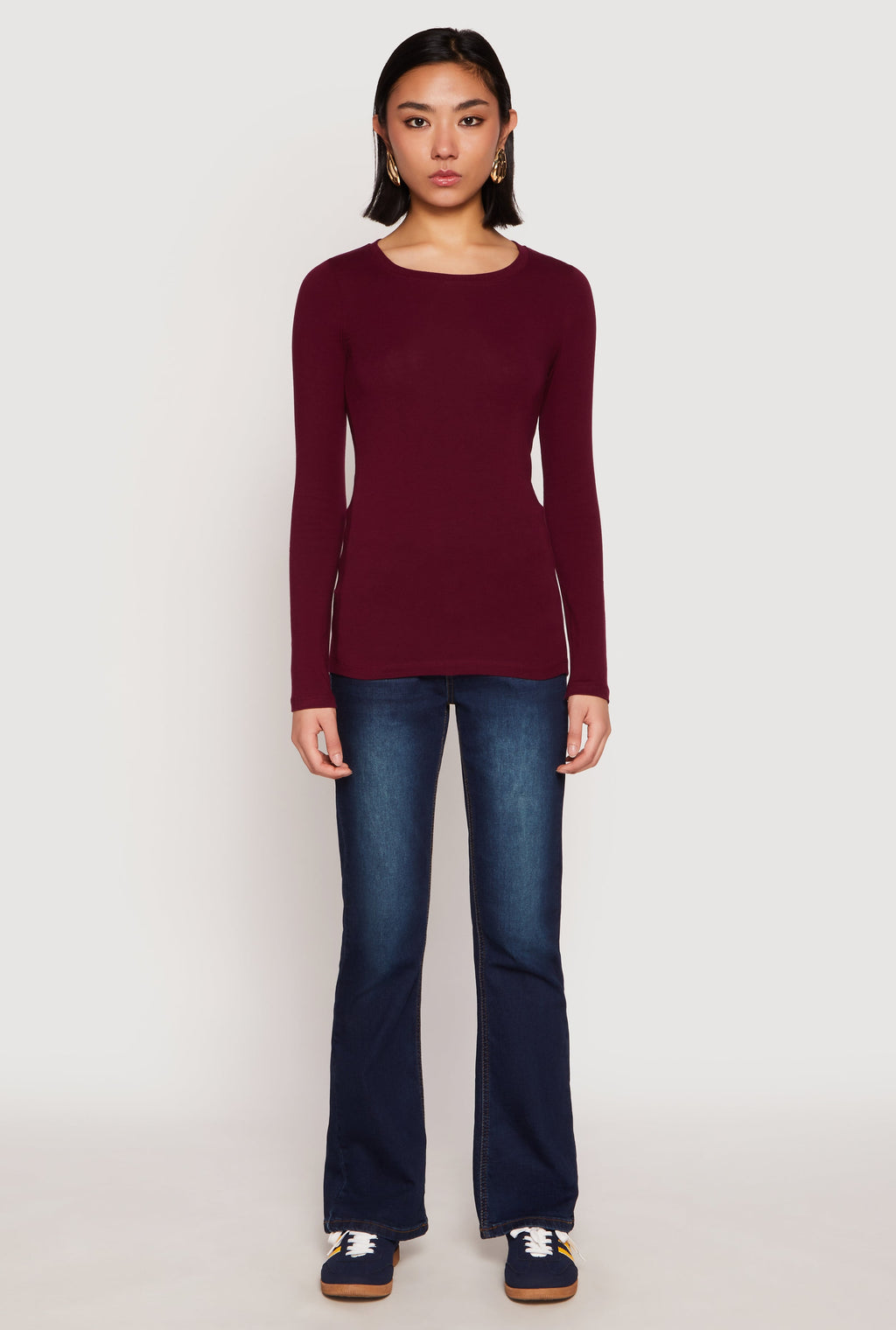 Basic Long Sleeve Crew Neck T Shirt