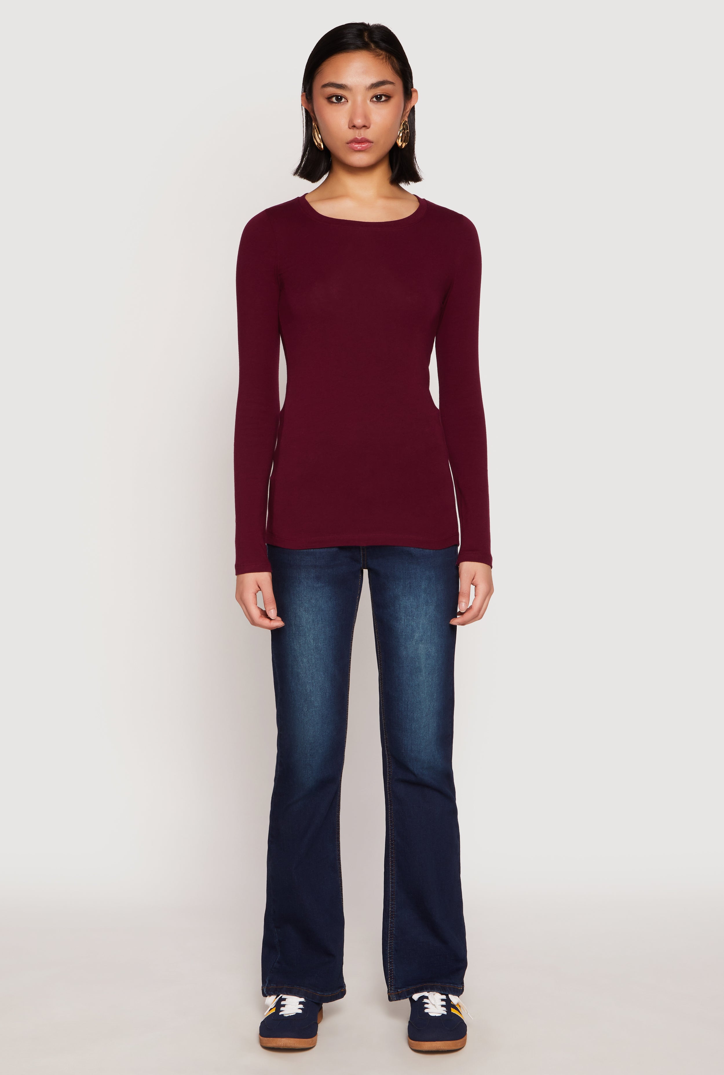 Basic Long Sleeve Crew Neck T Shirt