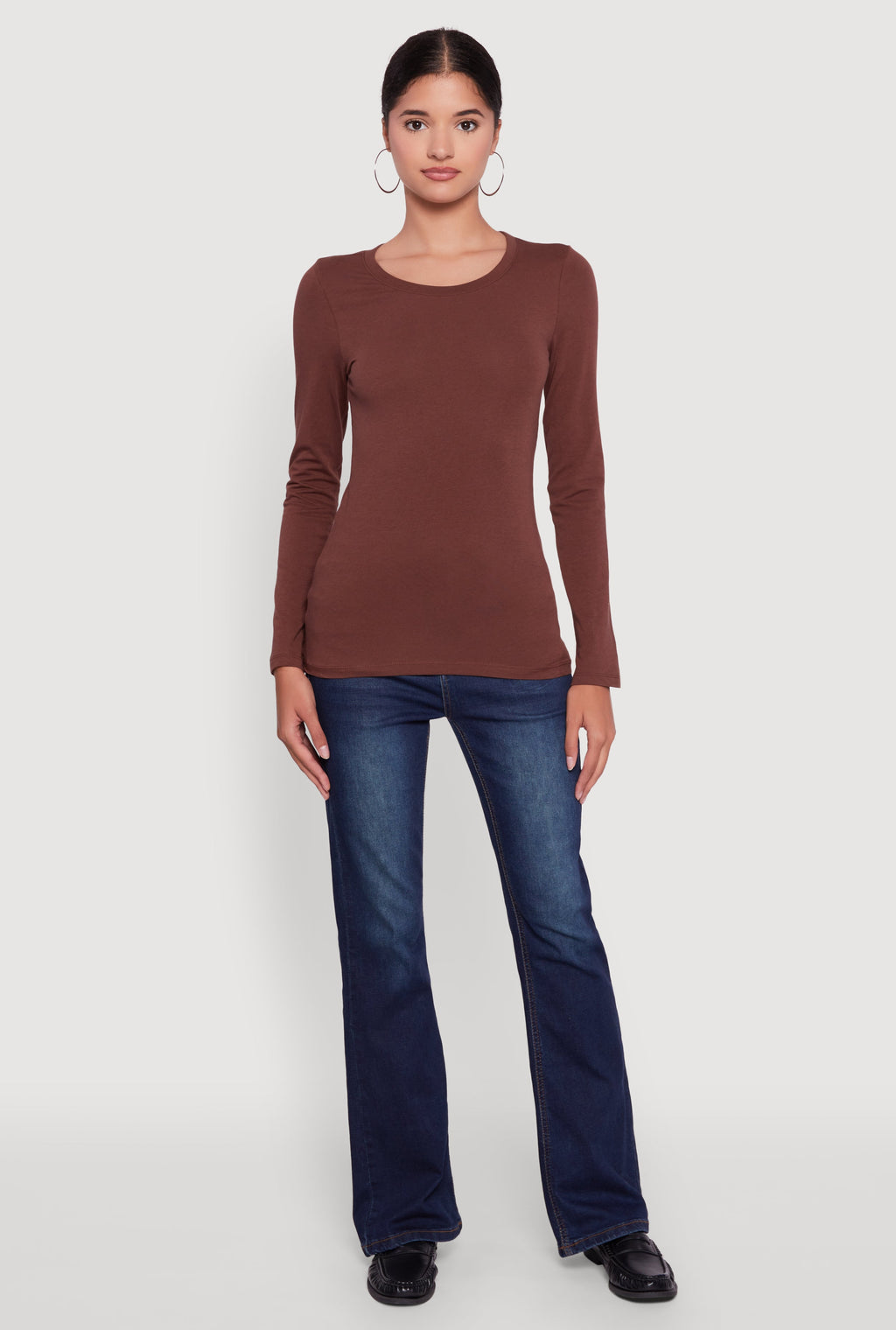 Basic Long Sleeve Crew Neck T Shirt
