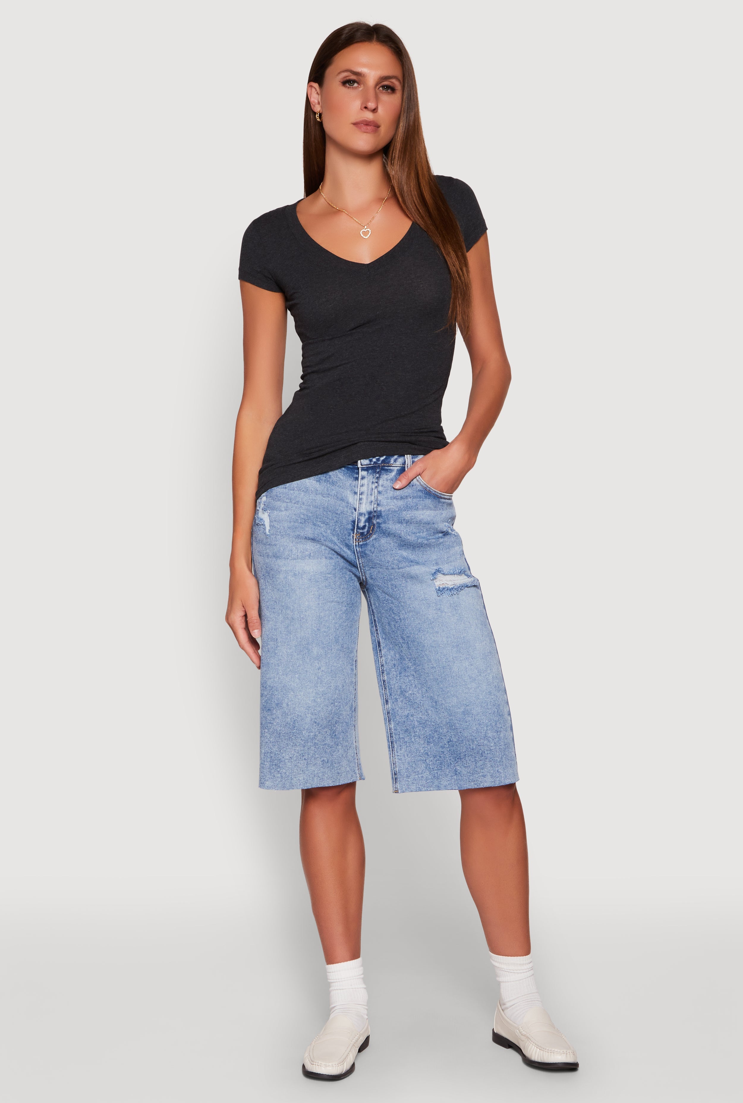 V Neck Short Sleeve T Shirt