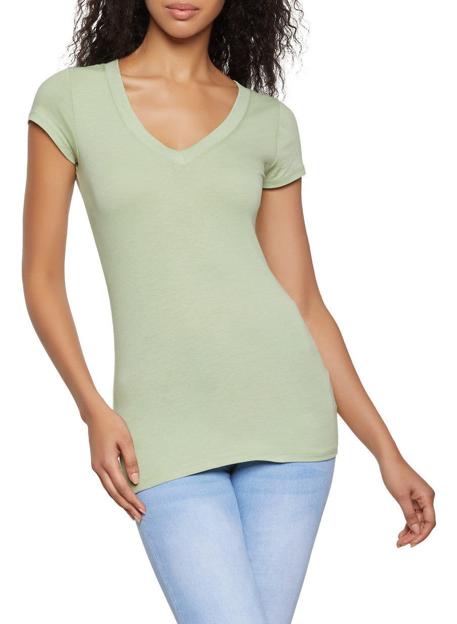 V Neck Short Sleeve T Shirt