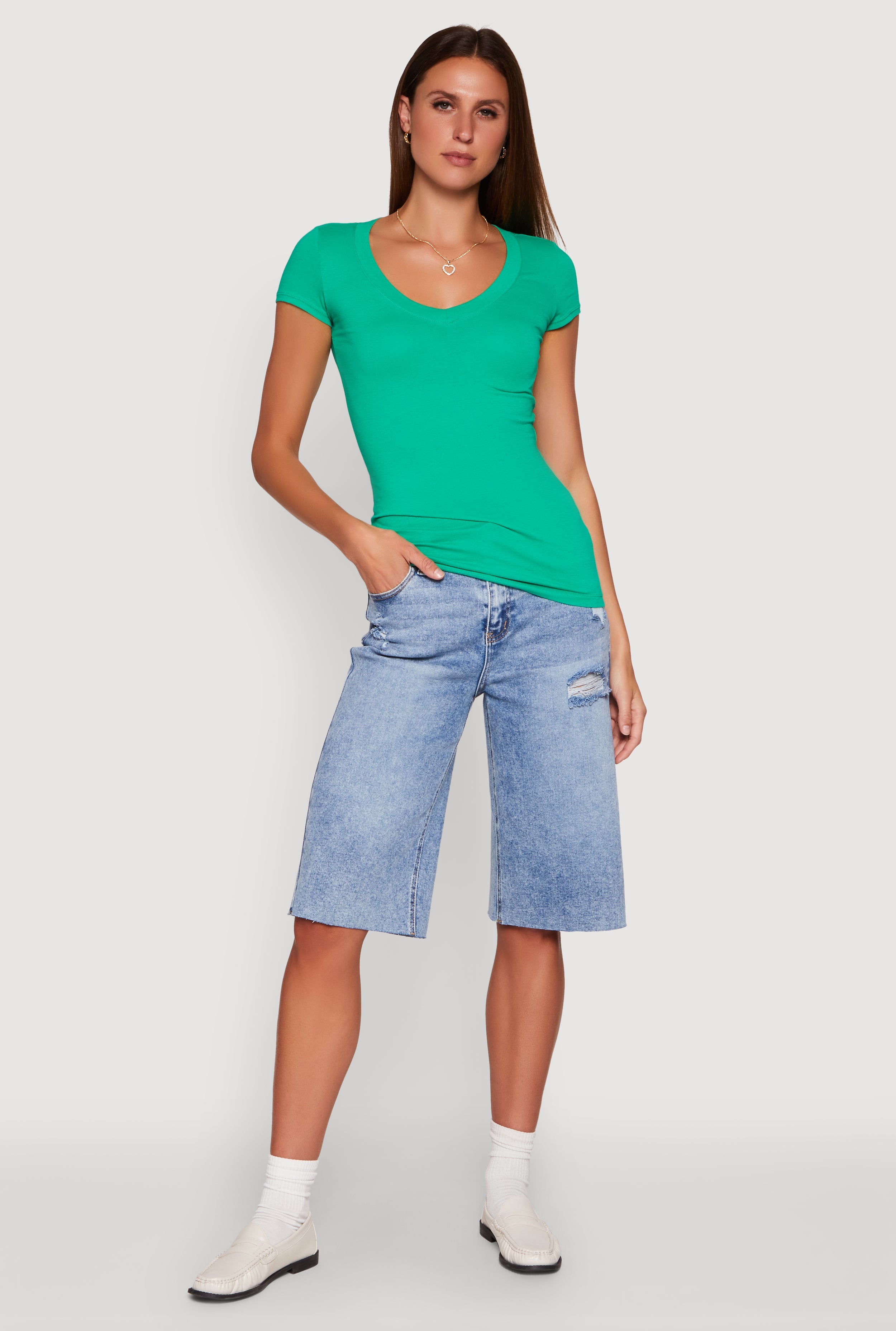 V Neck Short Sleeve T Shirt