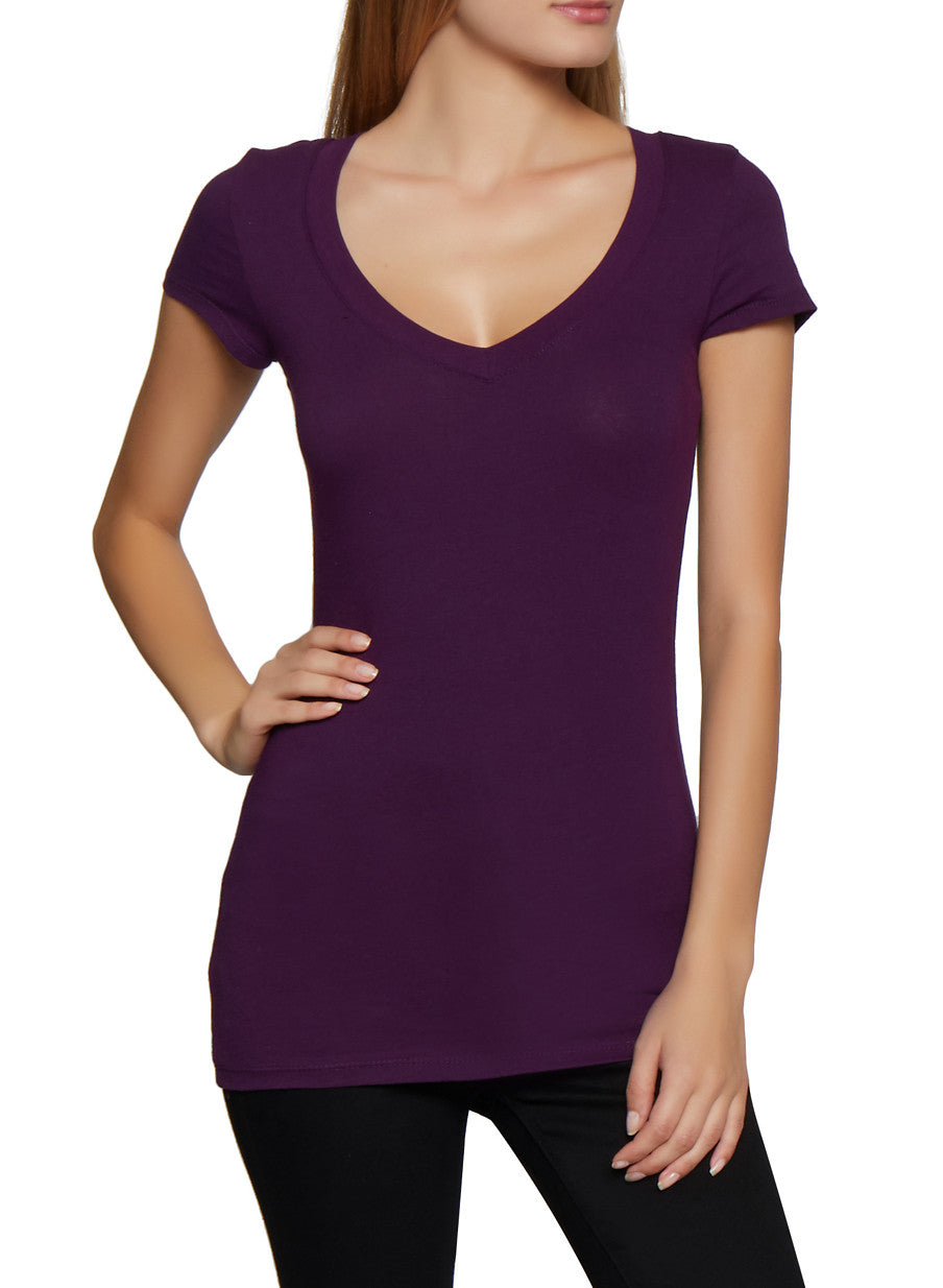 V Neck Short Sleeve T Shirt