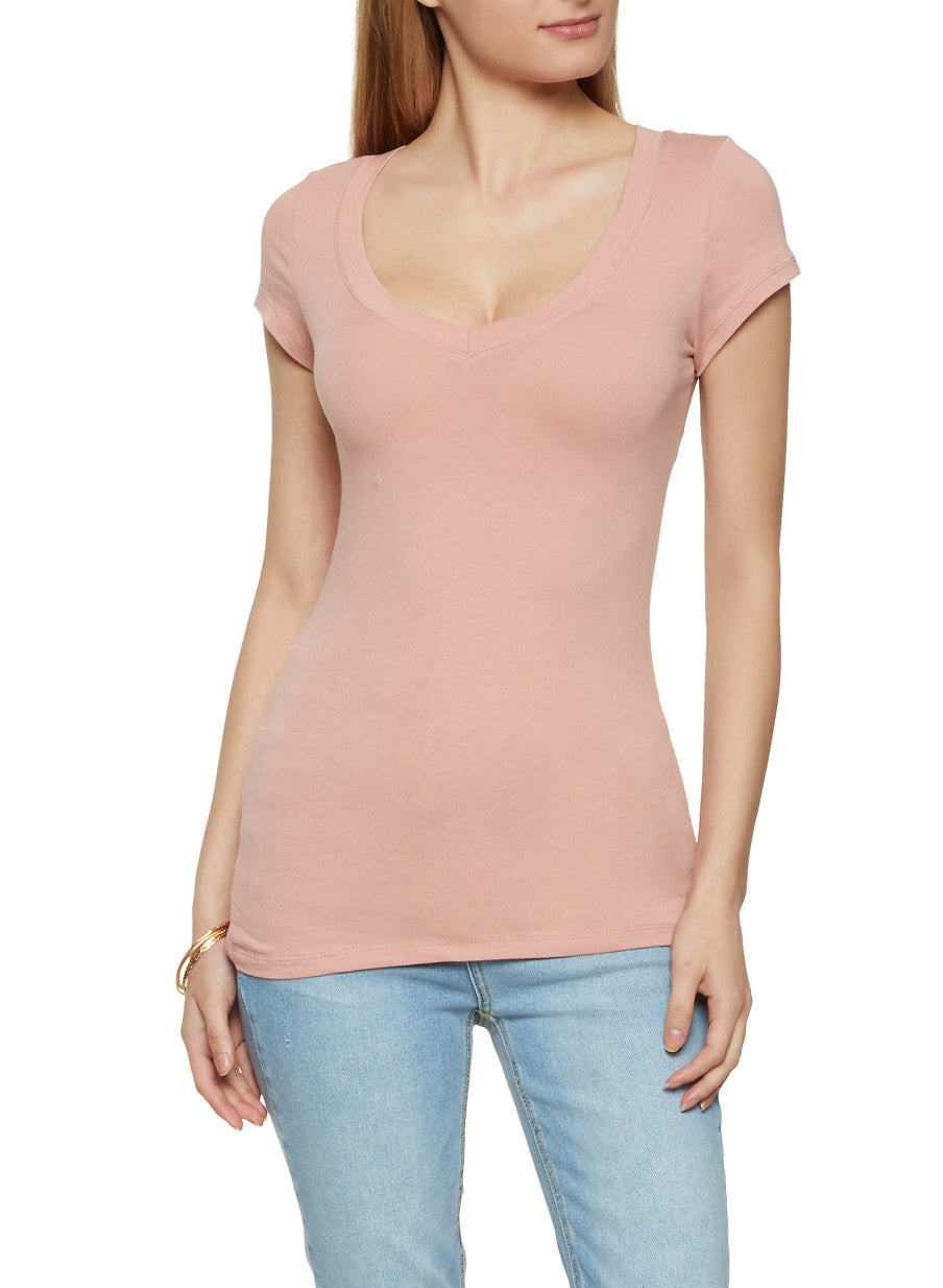 V Neck Short Sleeve T Shirt