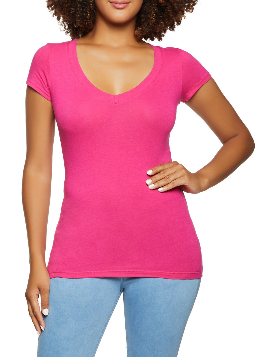 V Neck Short Sleeve T Shirt