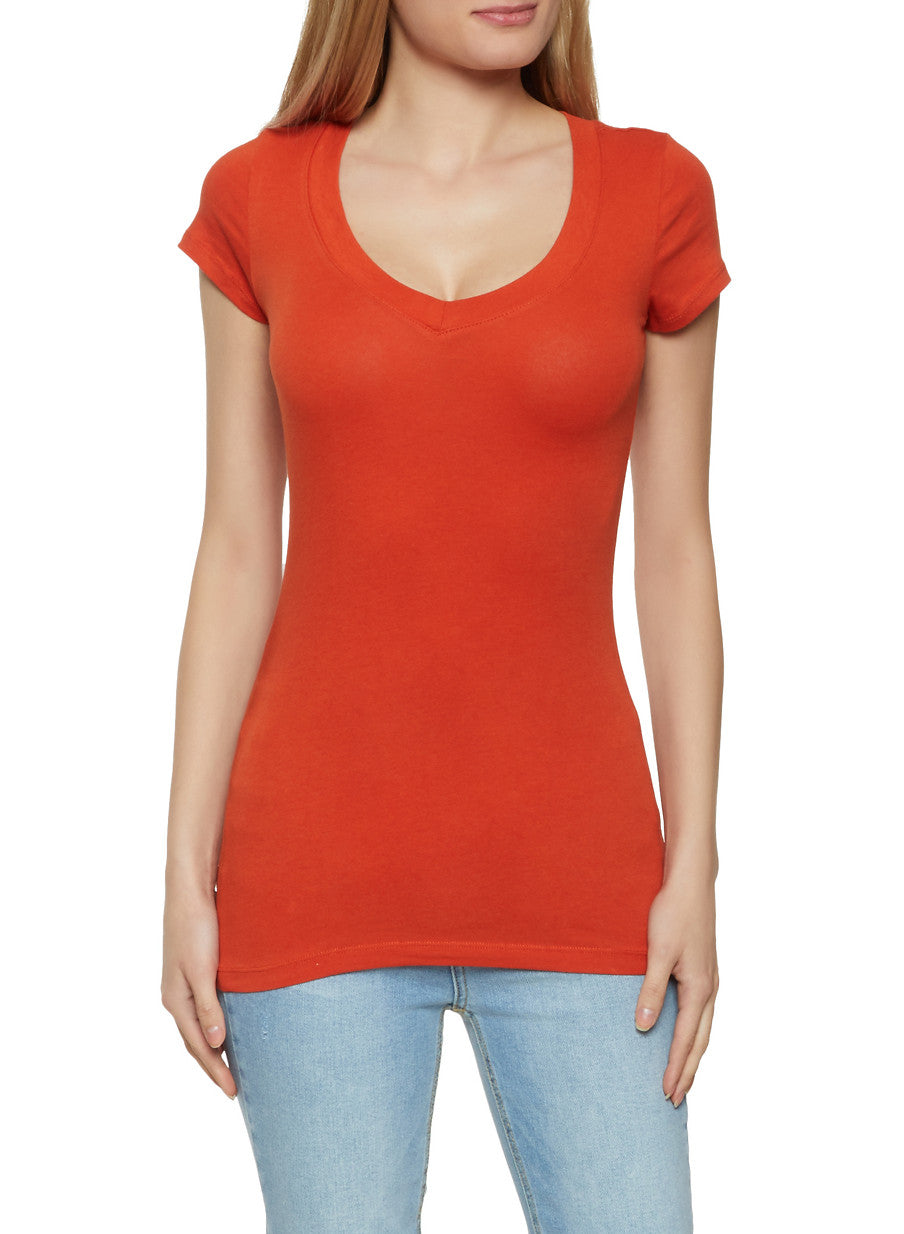 V Neck Short Sleeve T Shirt