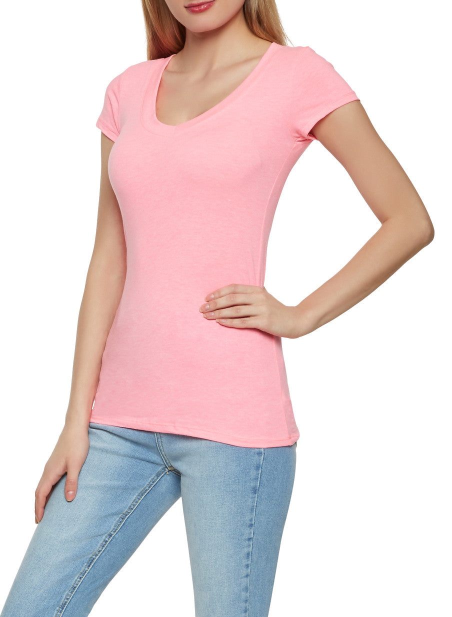 V Neck Short Sleeve T Shirt