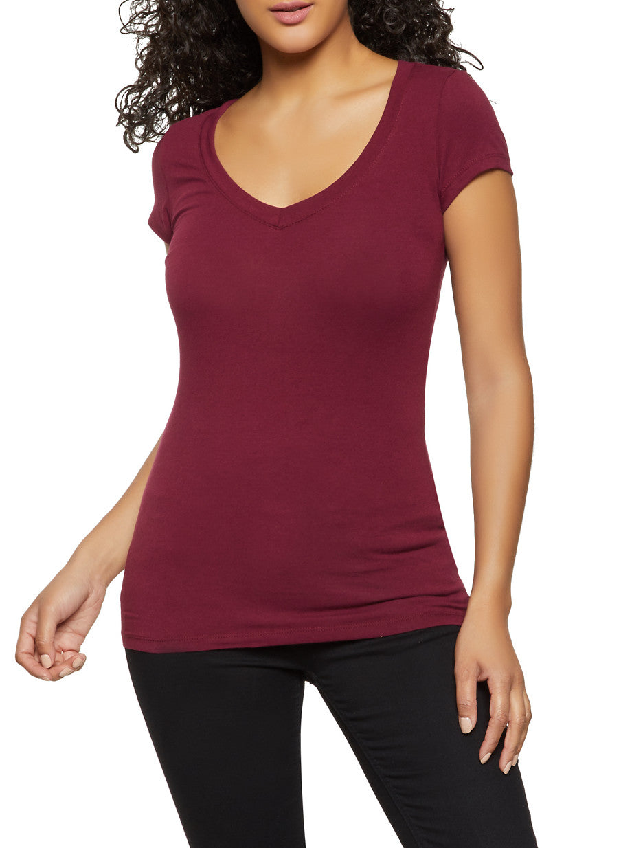 V Neck Short Sleeve T Shirt