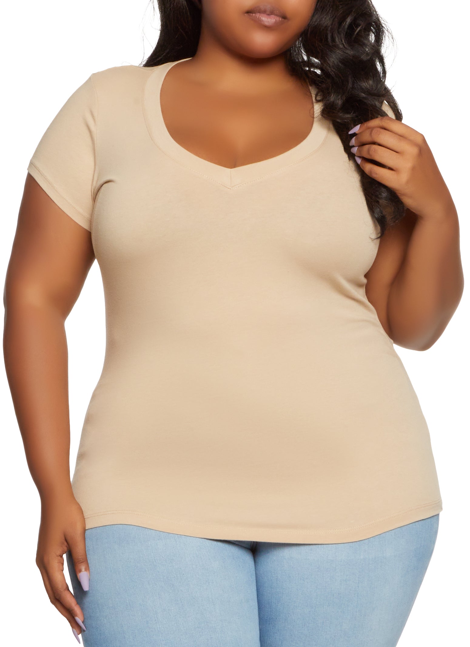 Plus Size V Neck Tee