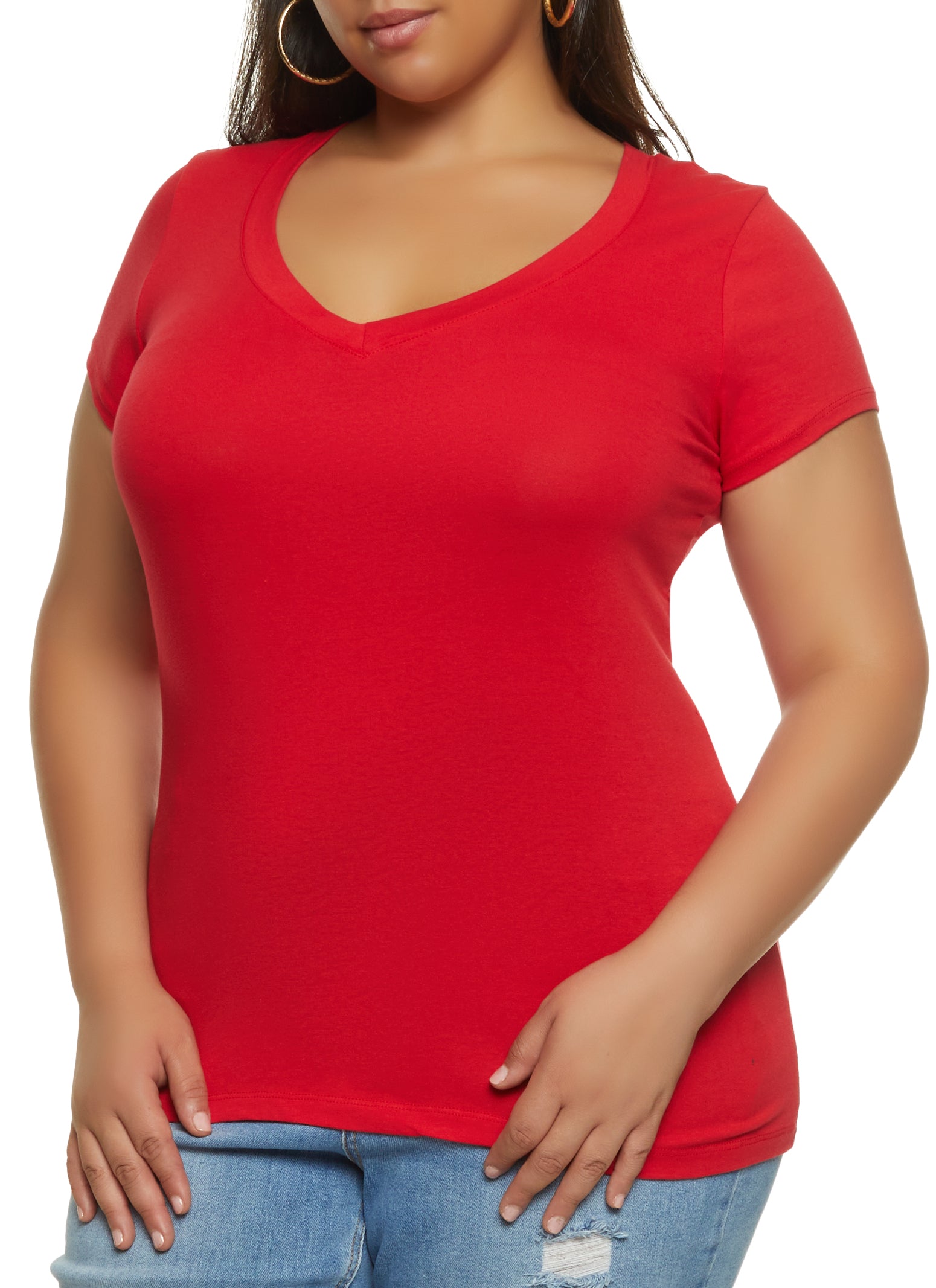 Plus Size V Neck Tee