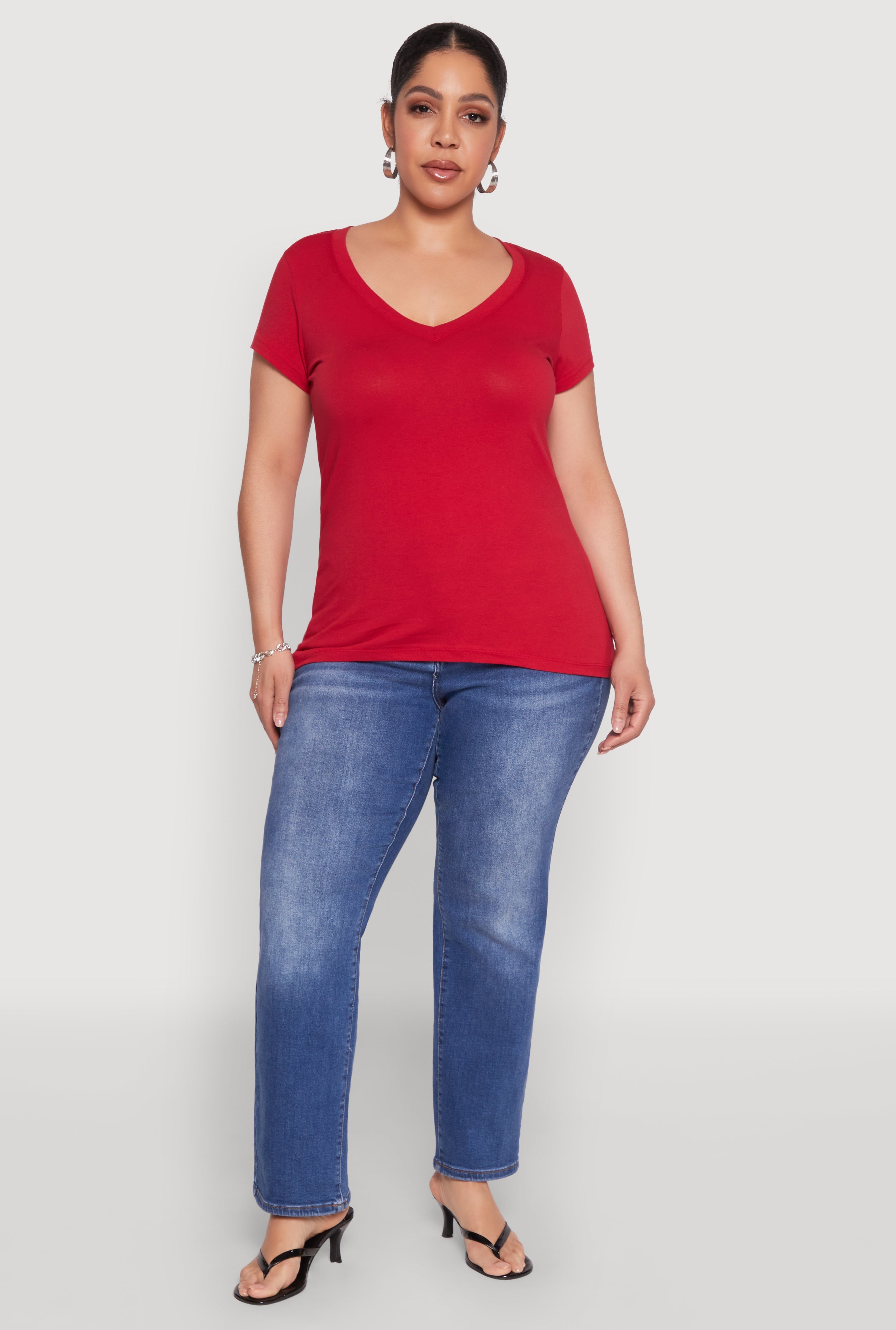 Plus Size V Neck Tee