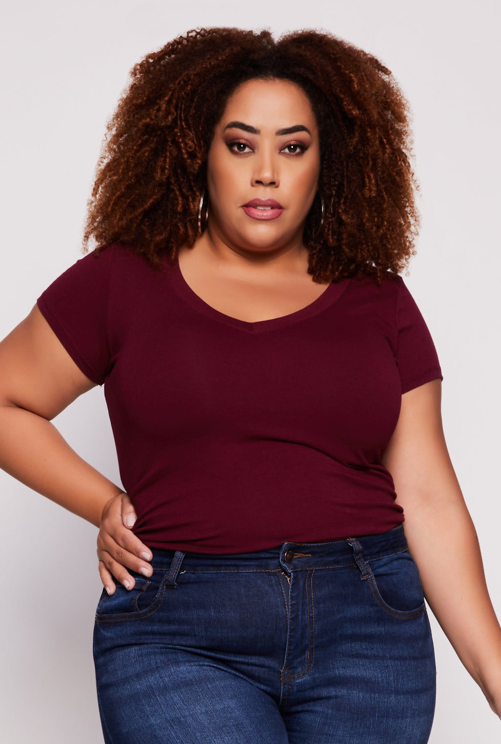 Plus Size V Neck Tee