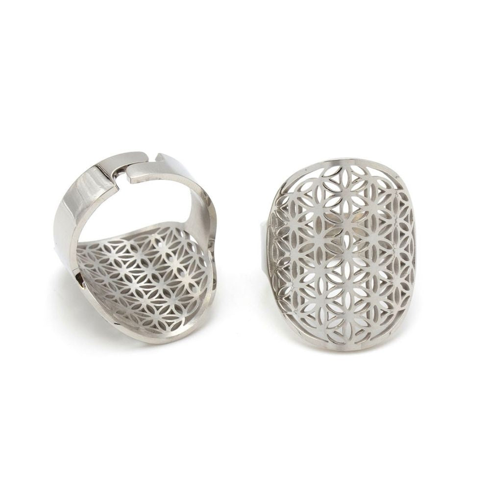 Sacred Geo Ring - Flower of Life Silver